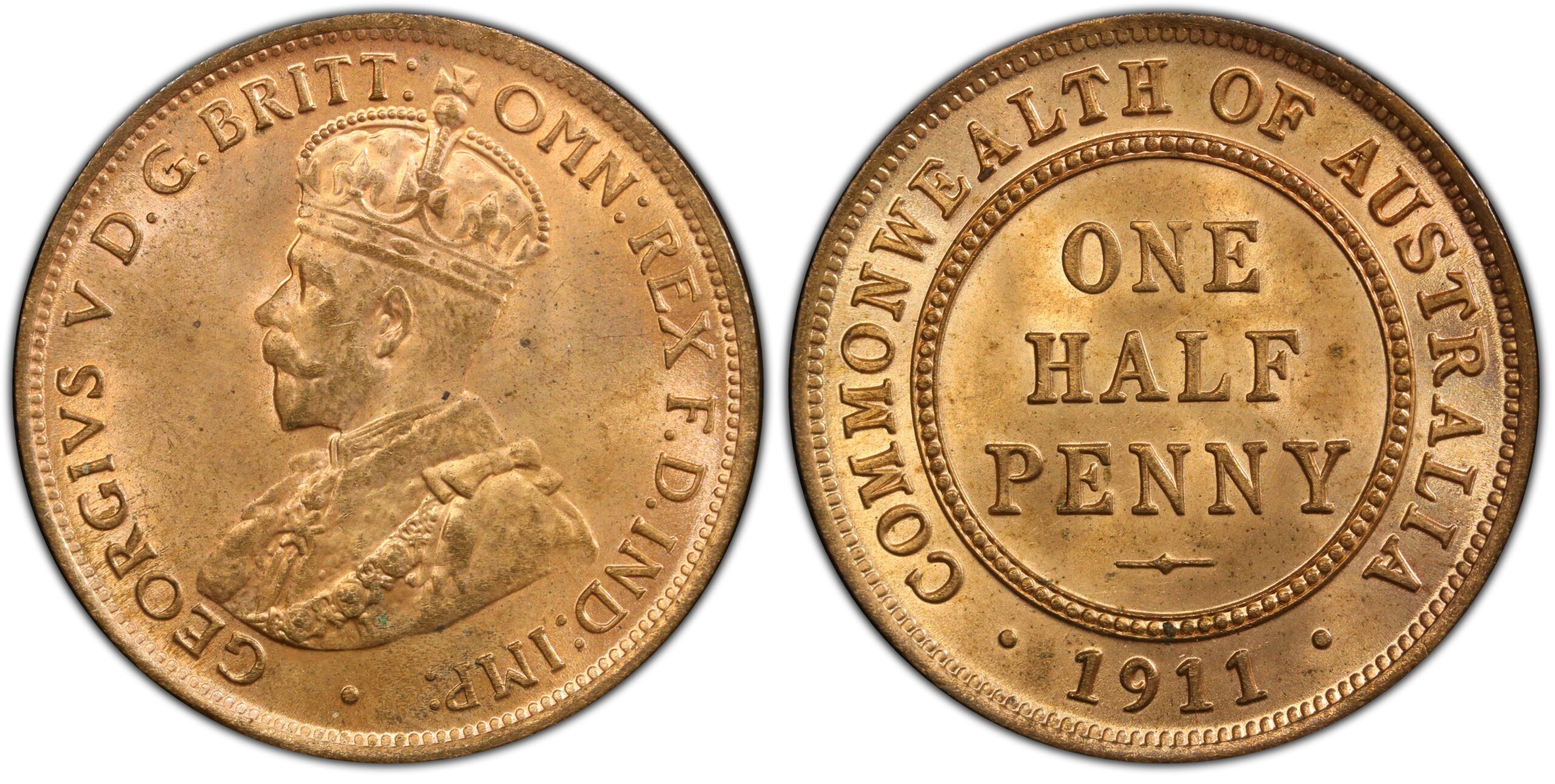 1911 Australian Halfpenny obverse and reverse