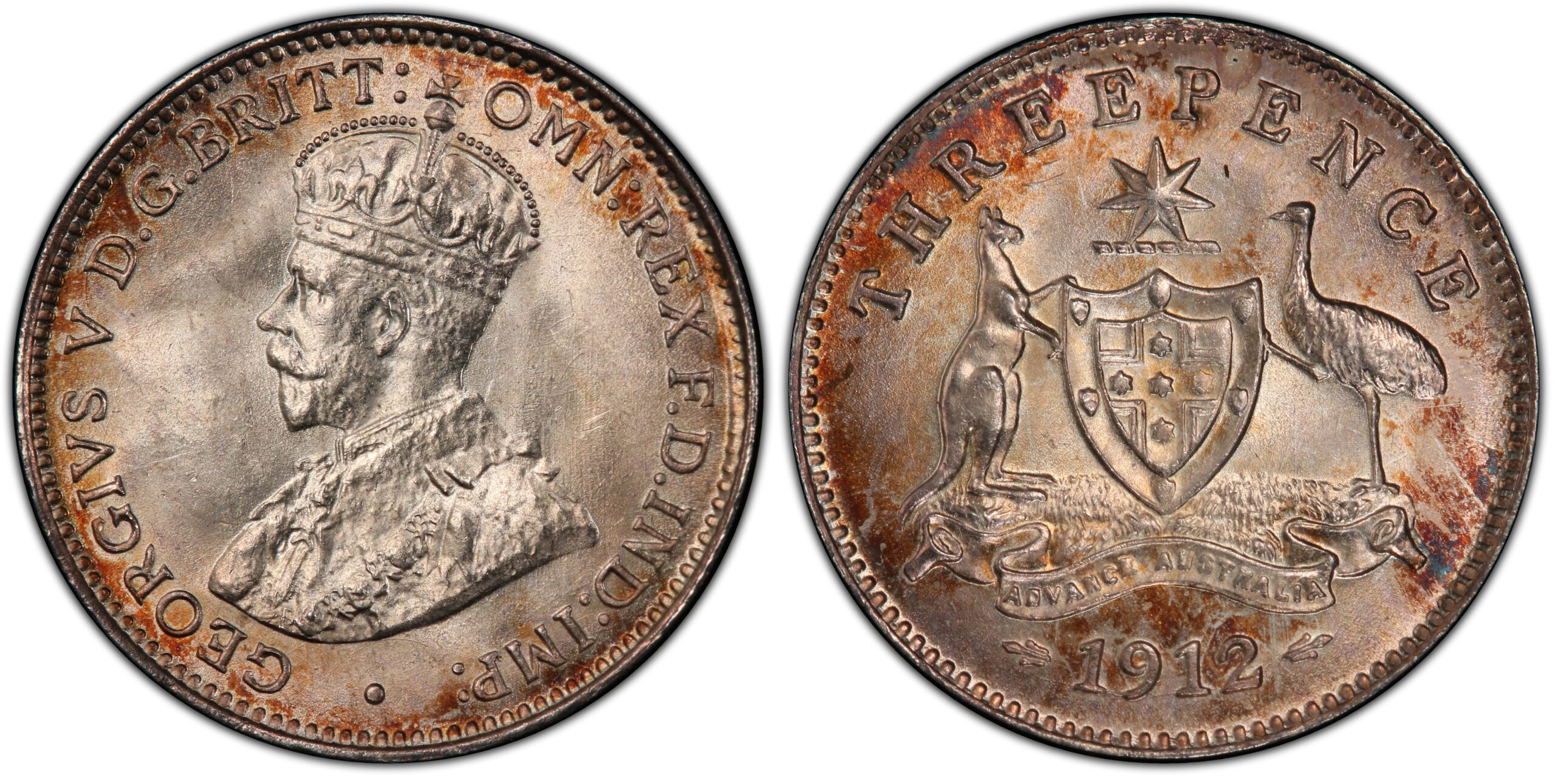 1912 Australian Threepence obverse and reverse