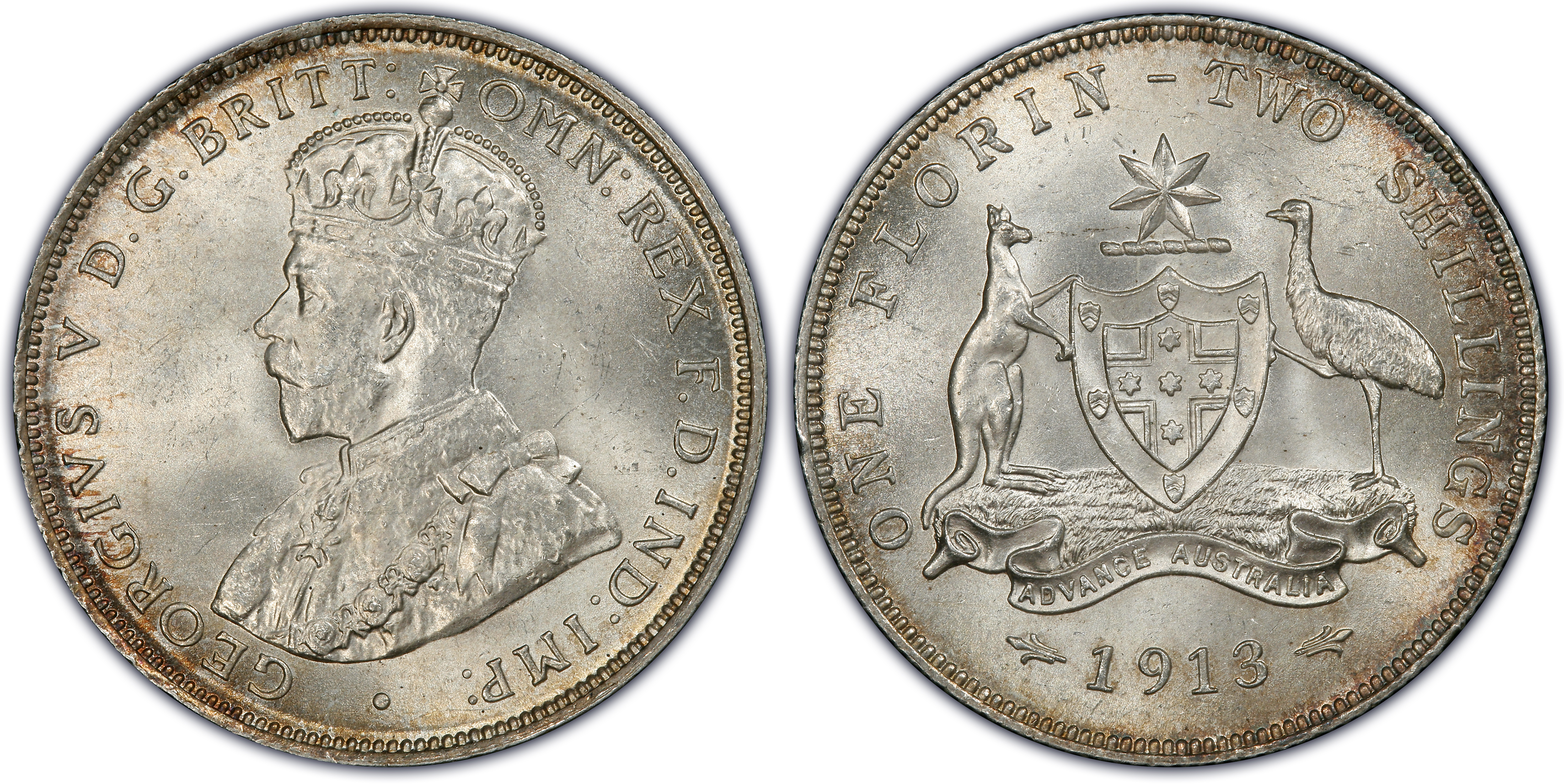1913 Australian Florin obverse and reverse
