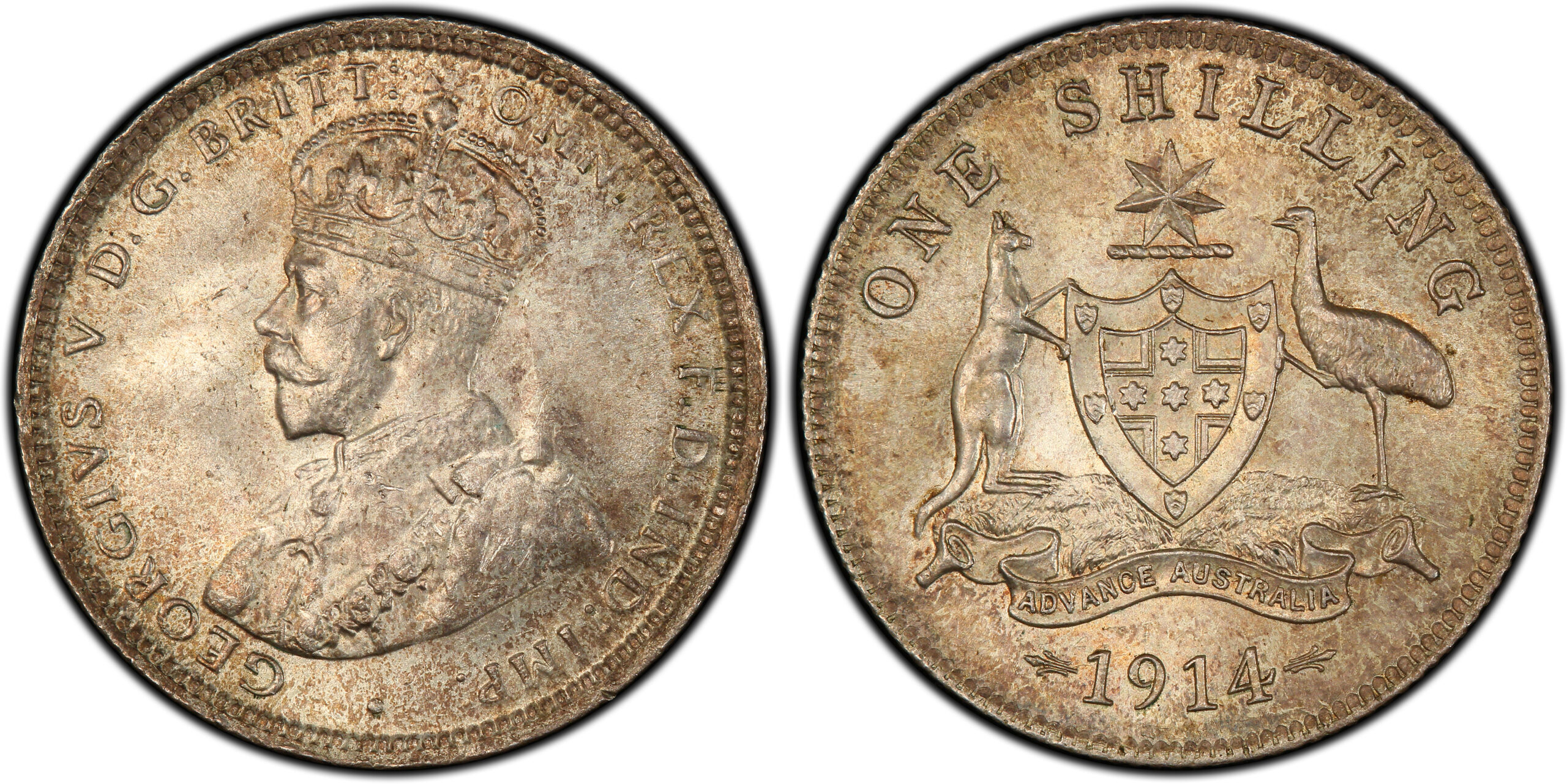 1914 Australian Shilling obverse and reverse