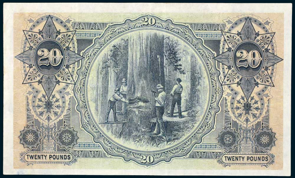 1914 Australian Twenty Pounds Collins Allen reverse