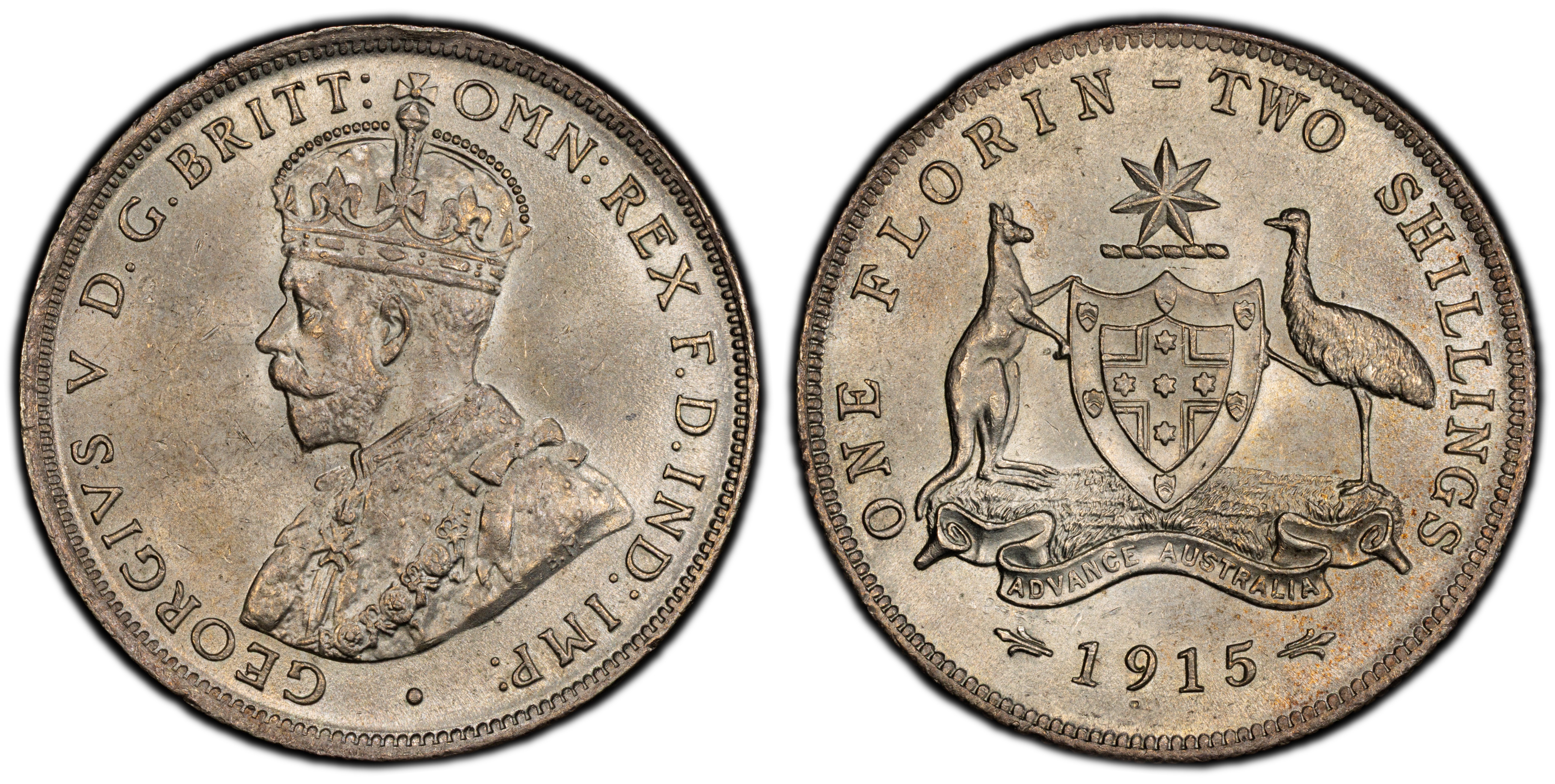 1915 Australian Florin obverse and reverse