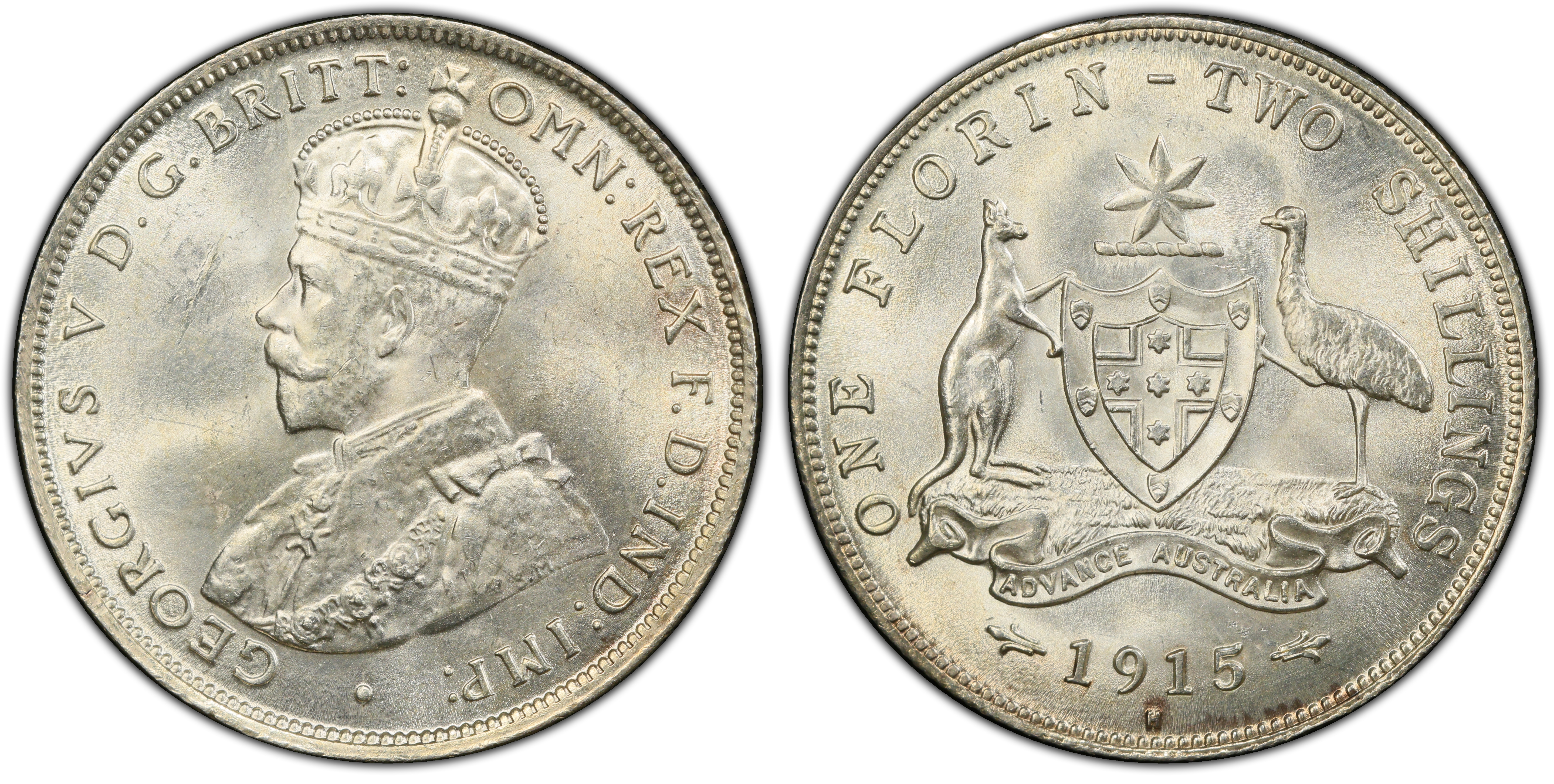 1915H Australian Florin obverse and reverse
