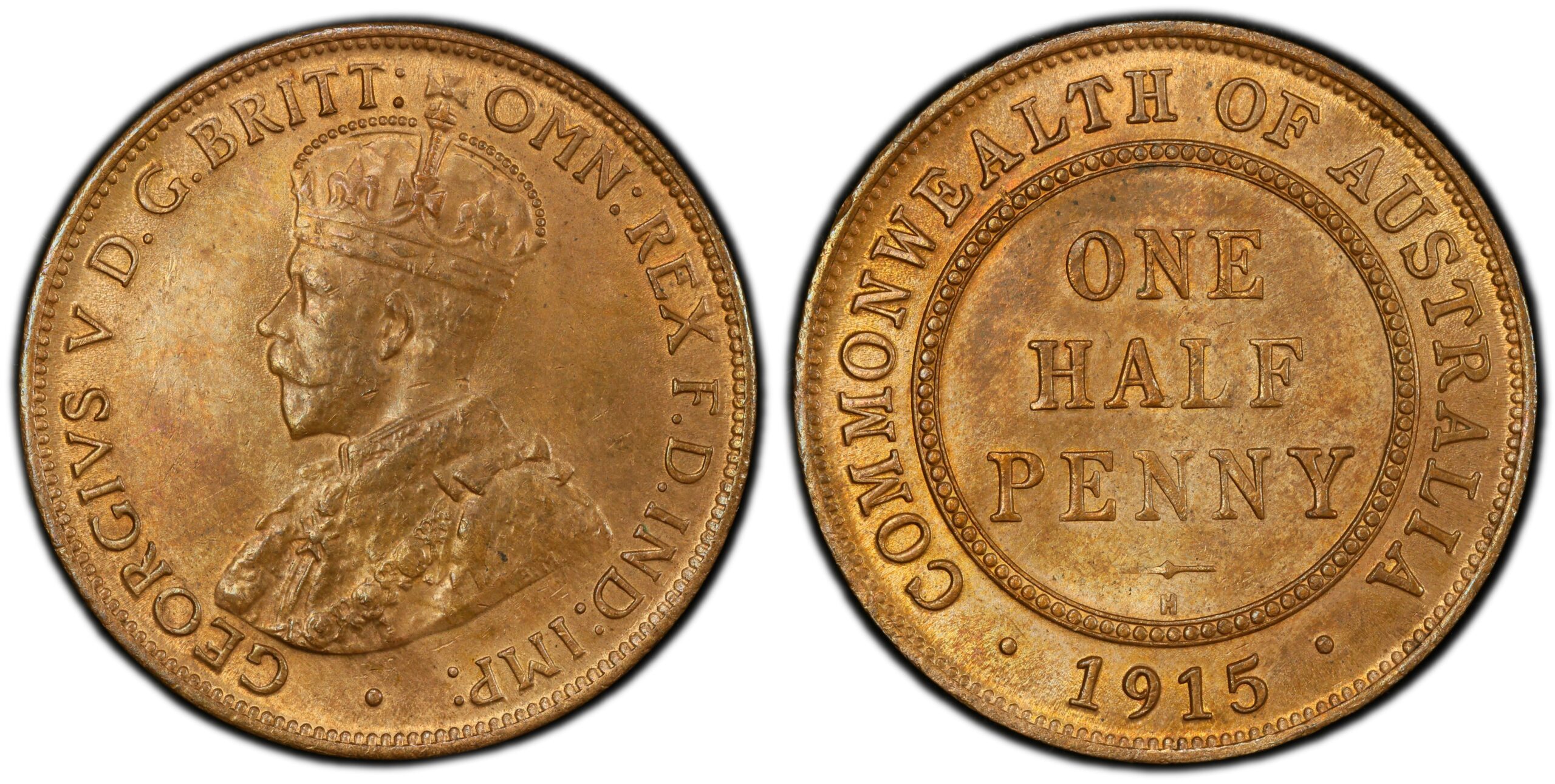 1915H Australian Halfpenny - Heaton & Son obverse and reverse
