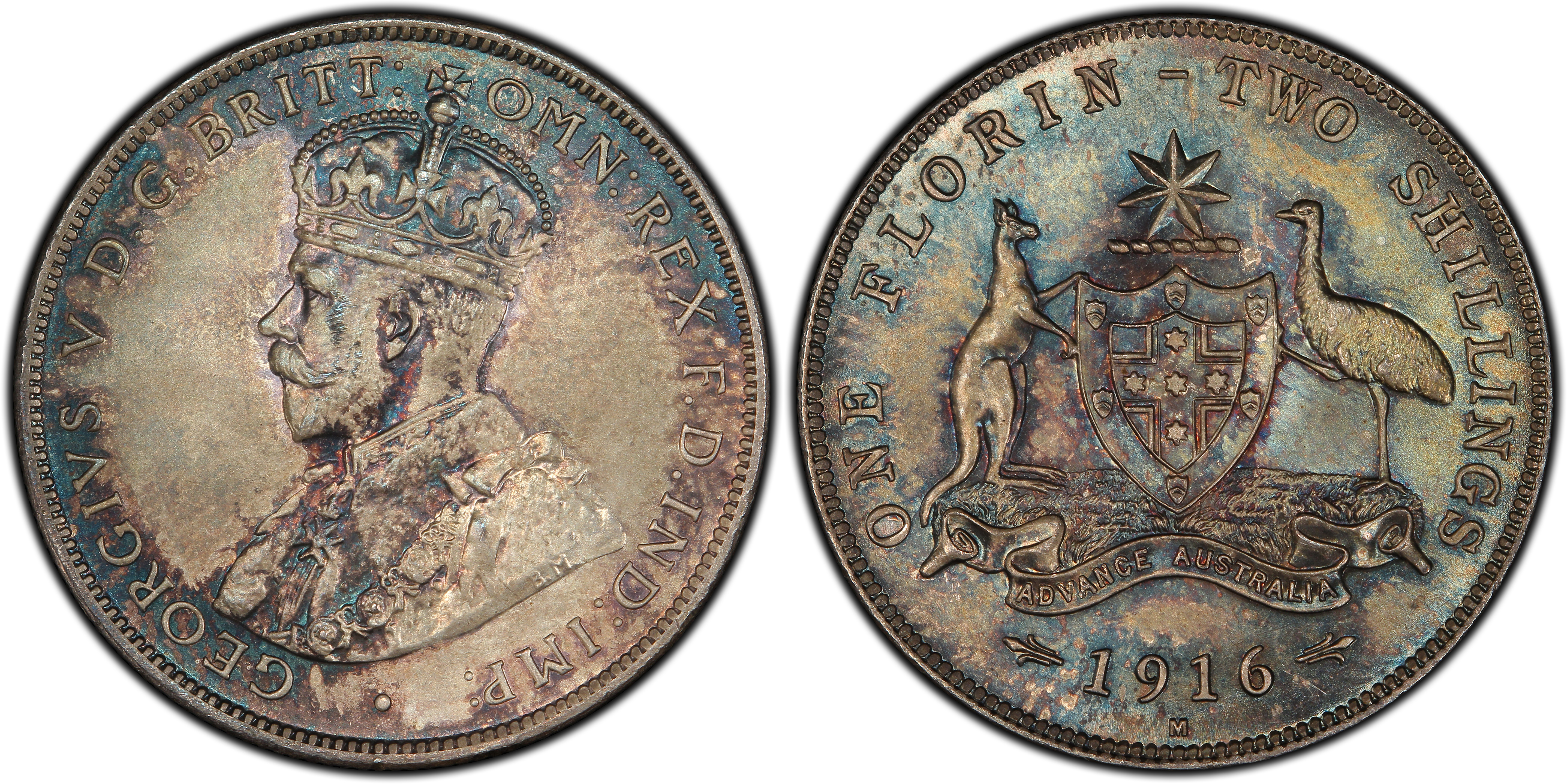 1916 Australian Florin obverse and reverse