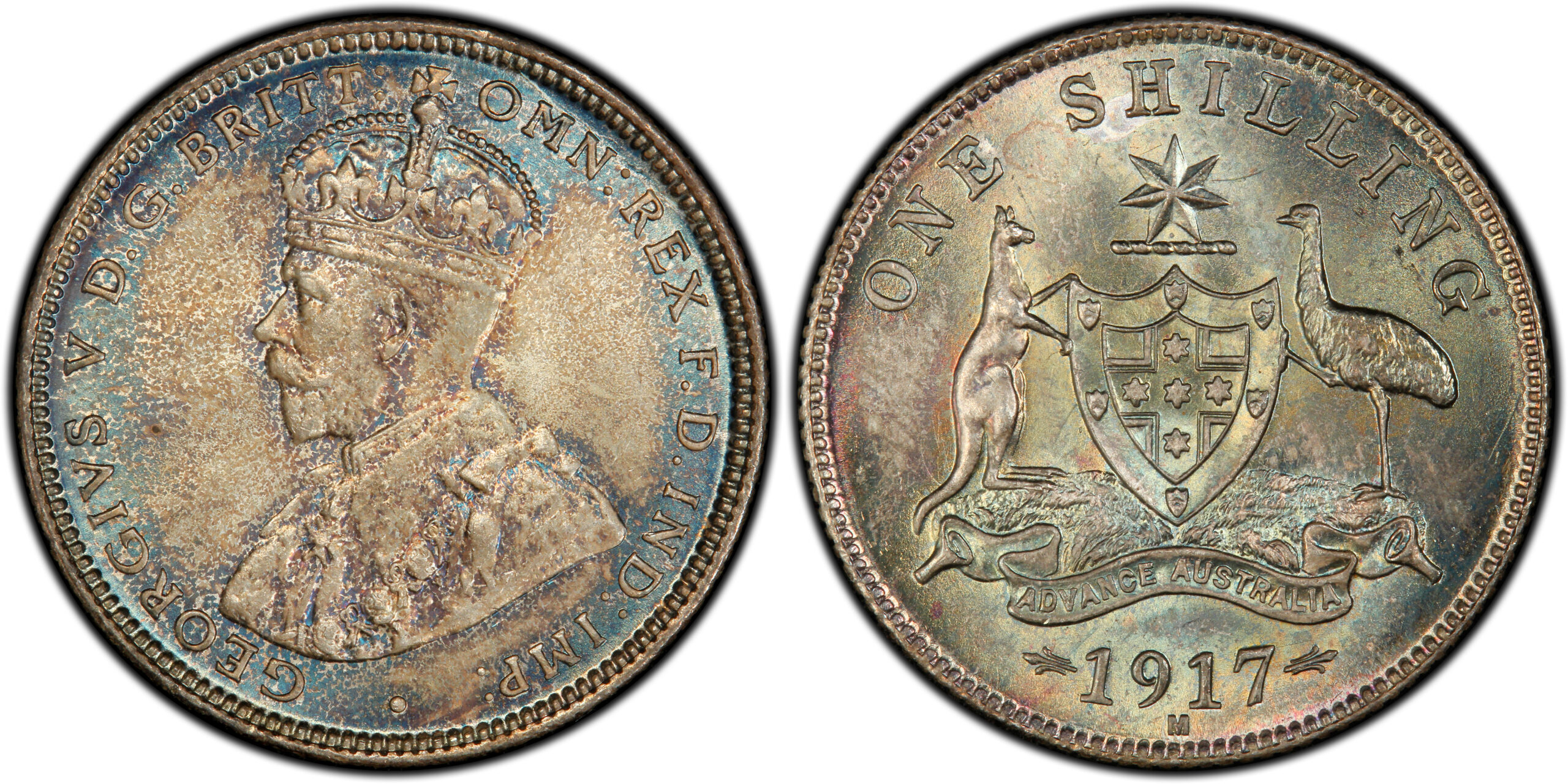 1917 Australian Shilling obverse and reverse