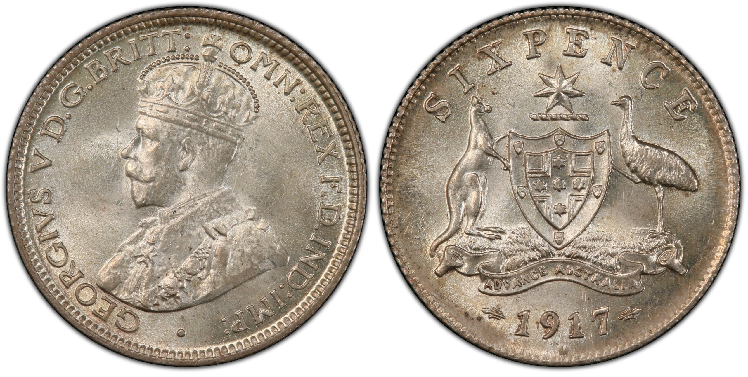 1917 Australian Sixpence obverse and reverse