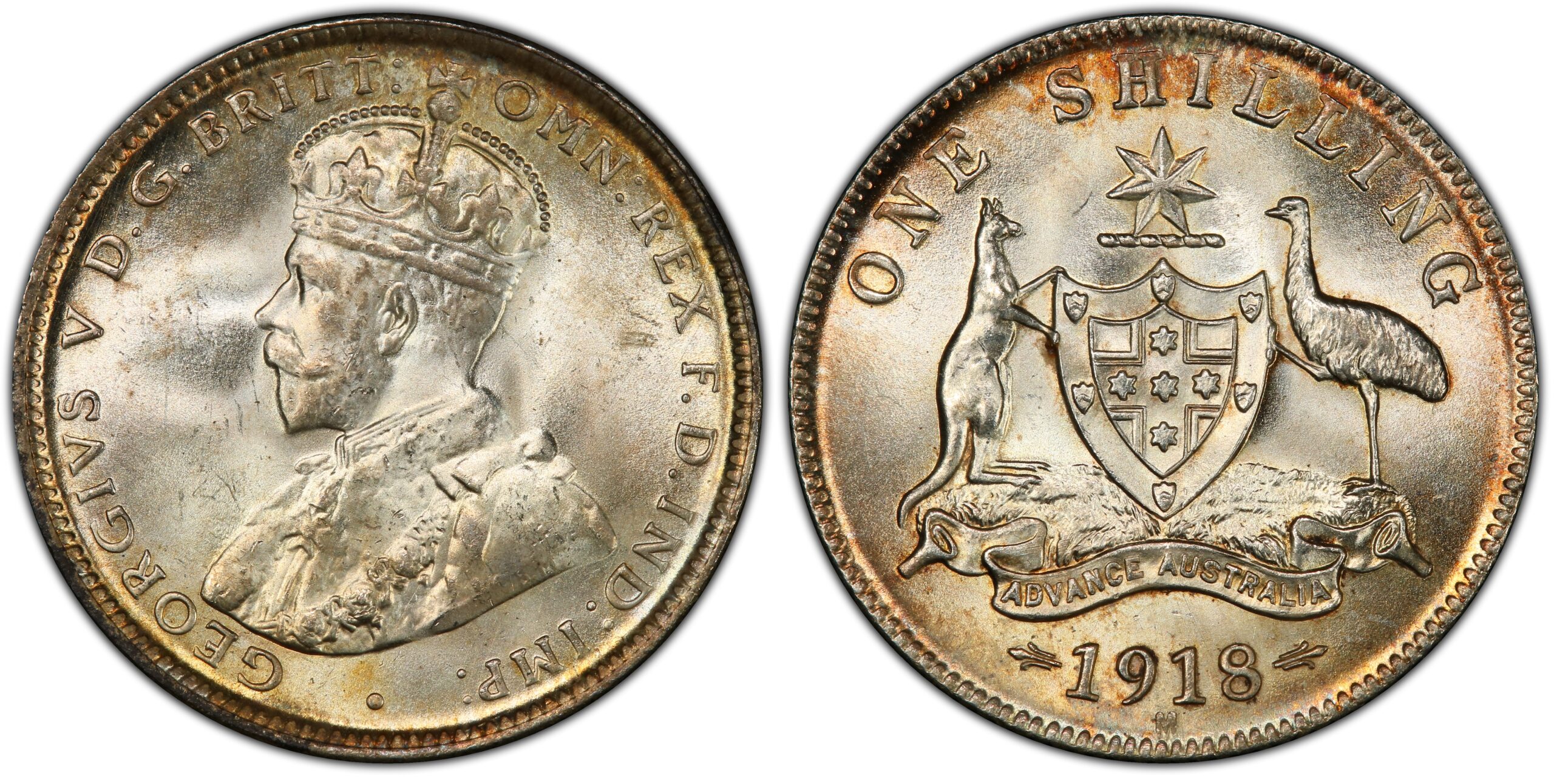 1918 Australian Shilling obverse and reverse