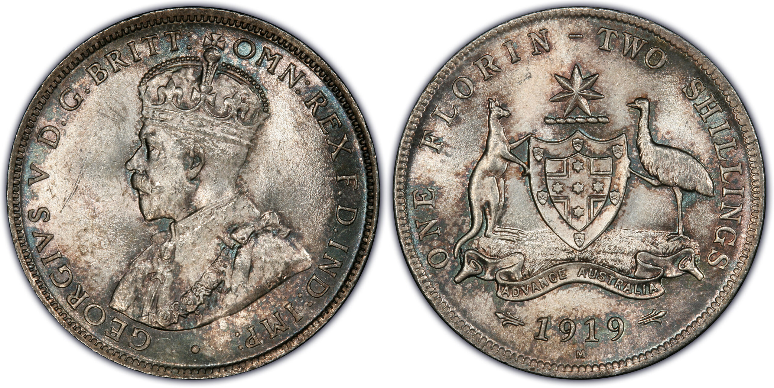 1919 Australian Florin obverse and reverse