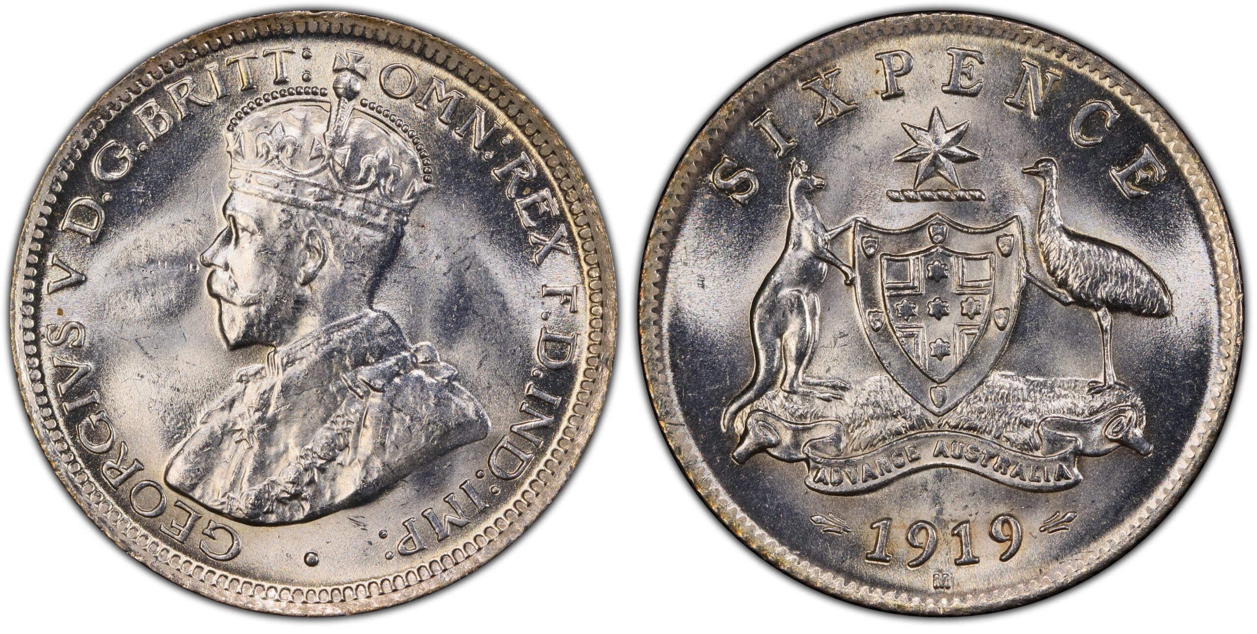 1919 Australian Sixpence obverse and reverse