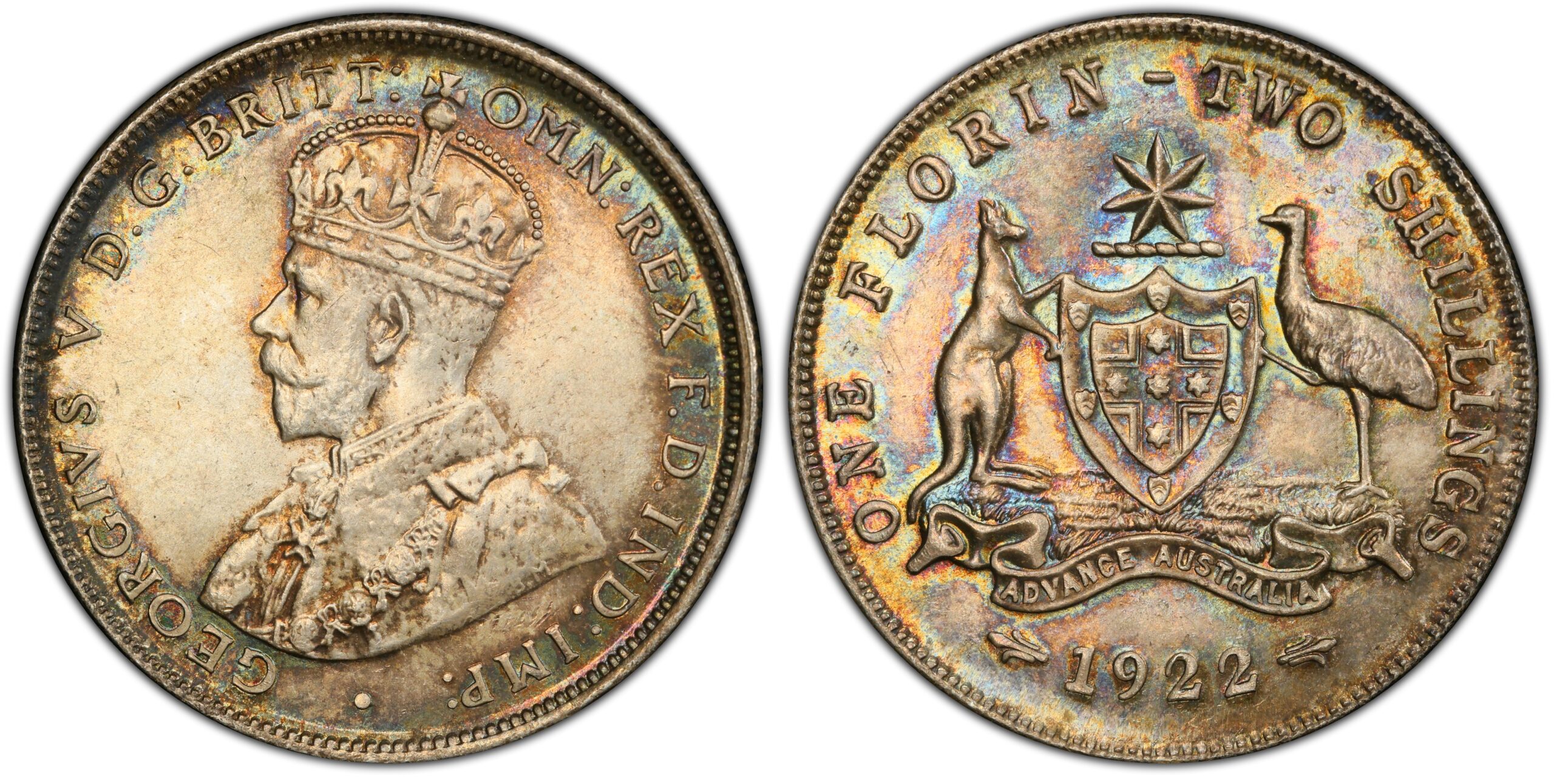 1922 Australian Florin obverse and reverse