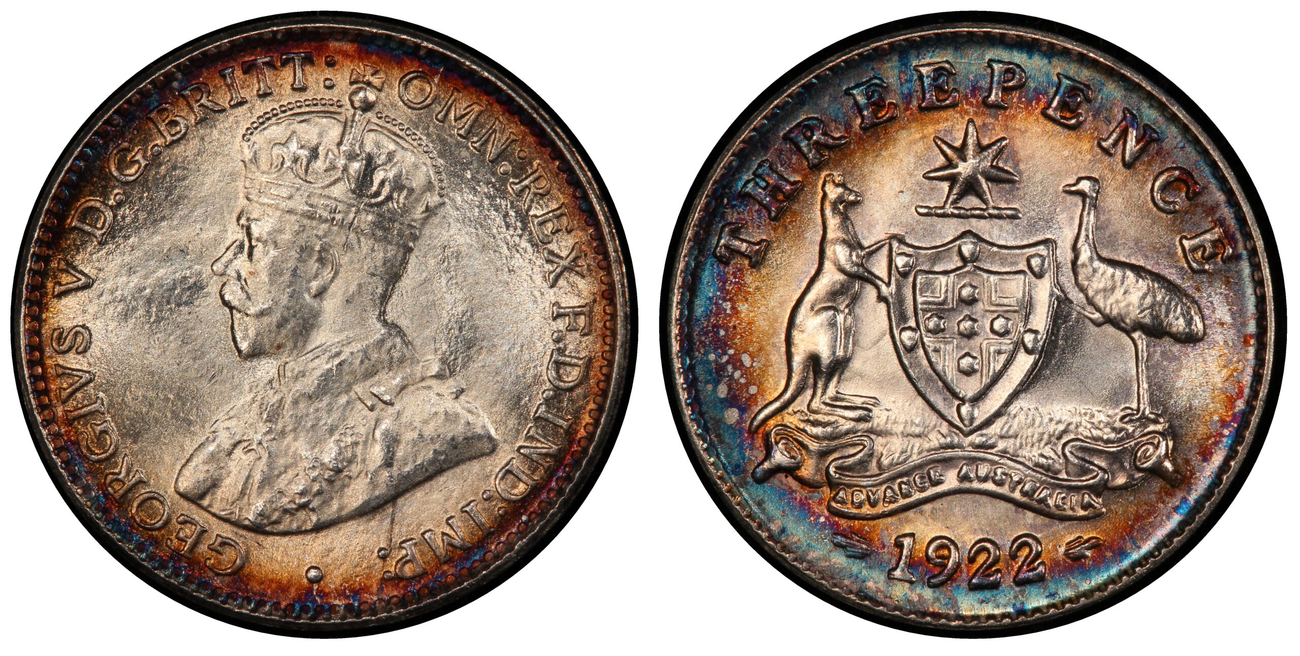 1922 Australian Threepence obverse and reverse