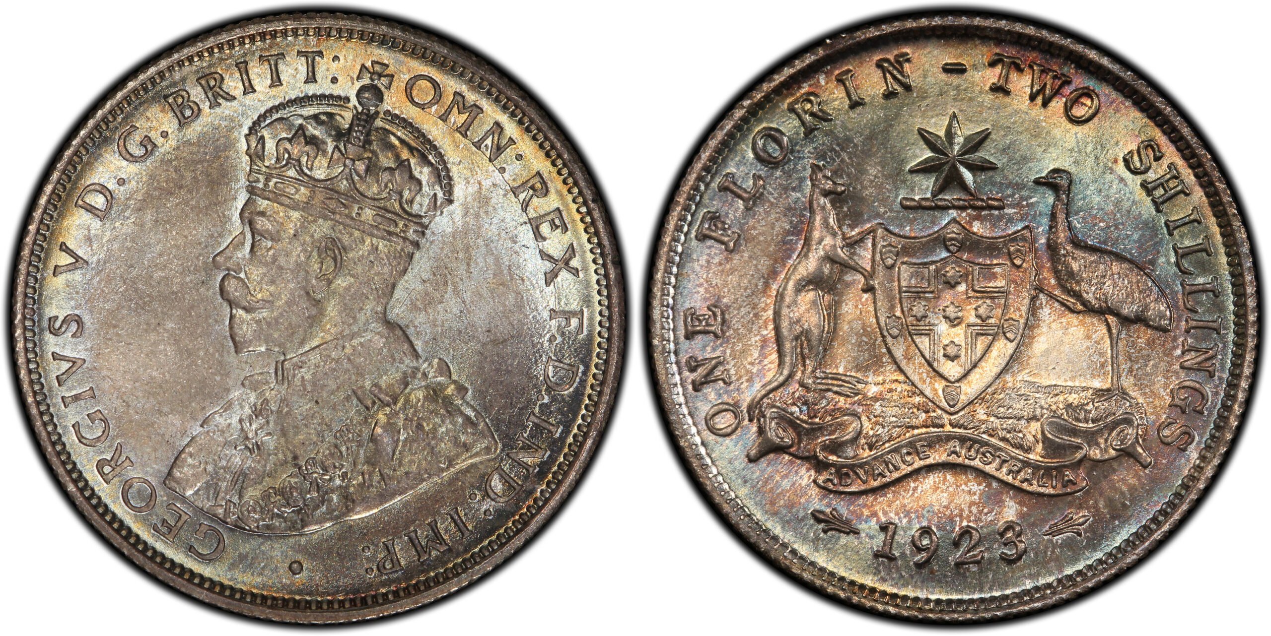 1923 Australian Florin obverse and reverse