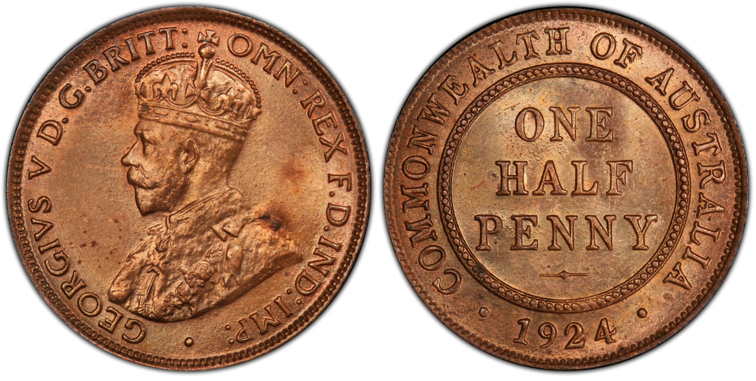 1924 Australian Halfpenny obverse and reverse