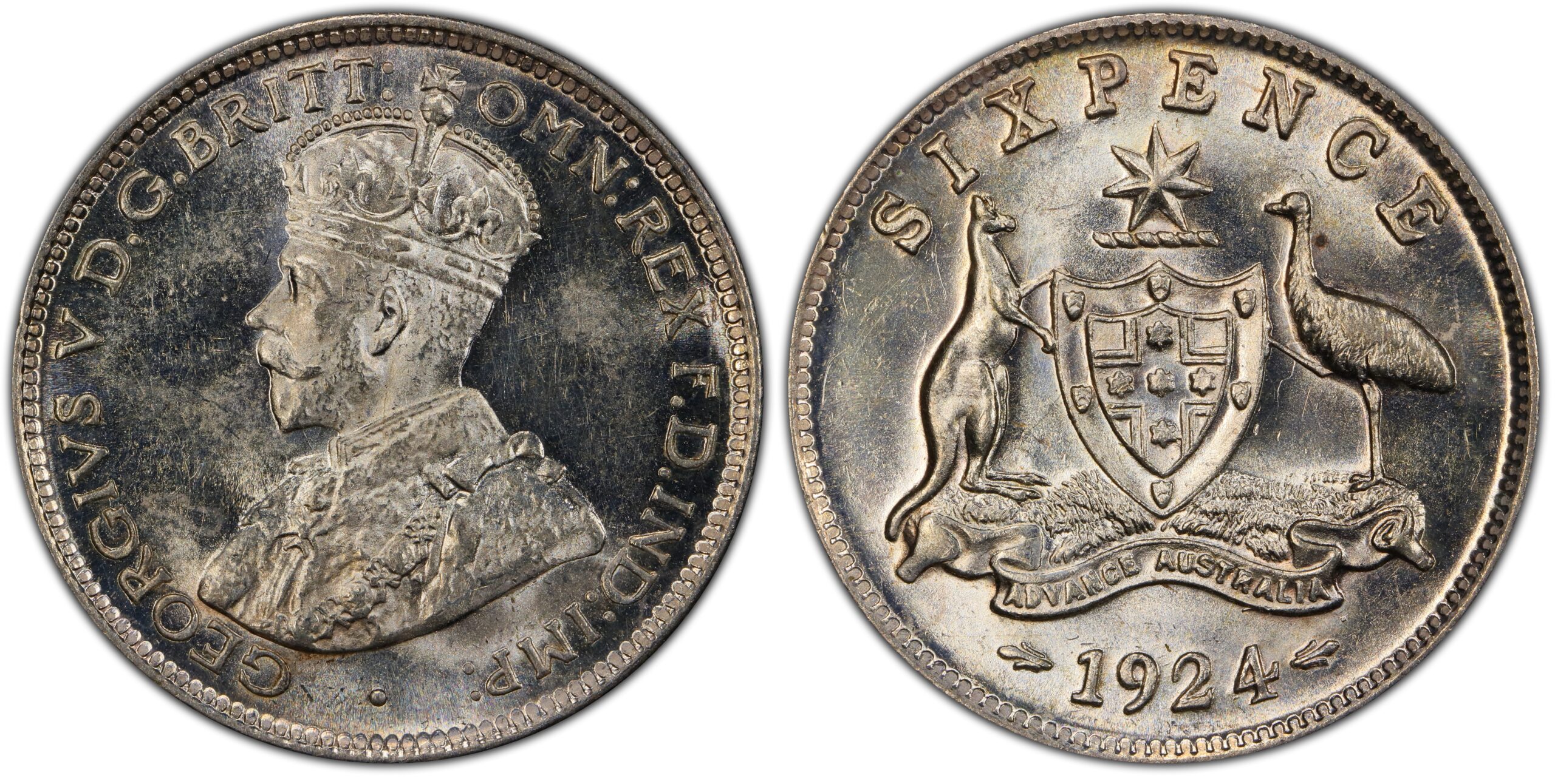 1924 Australian Sixpence obverse and reverse