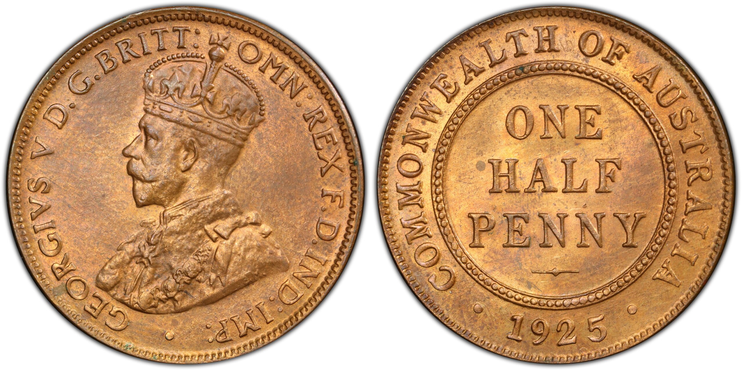 1925 Australian Halfpenny obverse and reverse