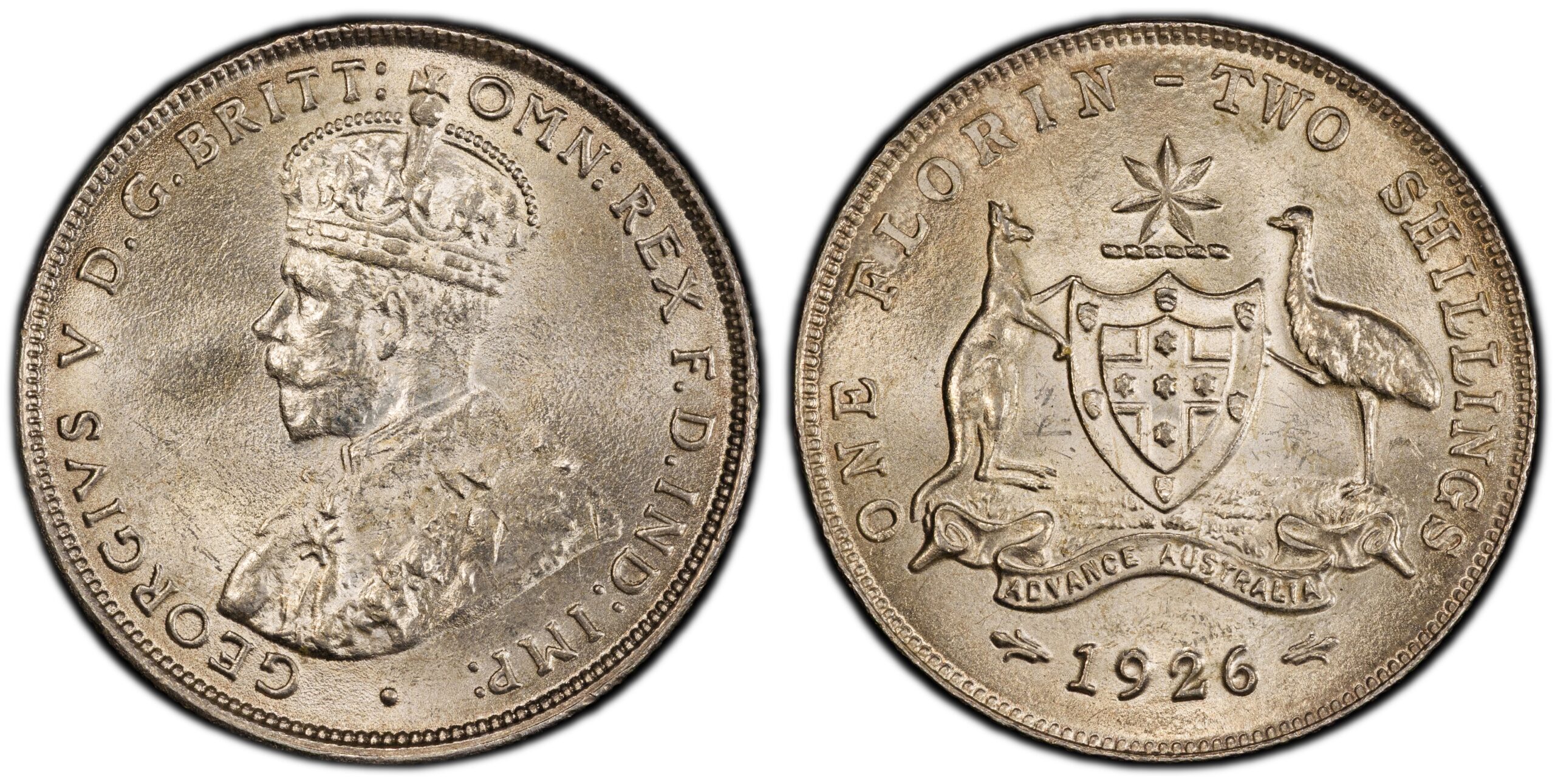1926 Australian Florin obverse and reverse
