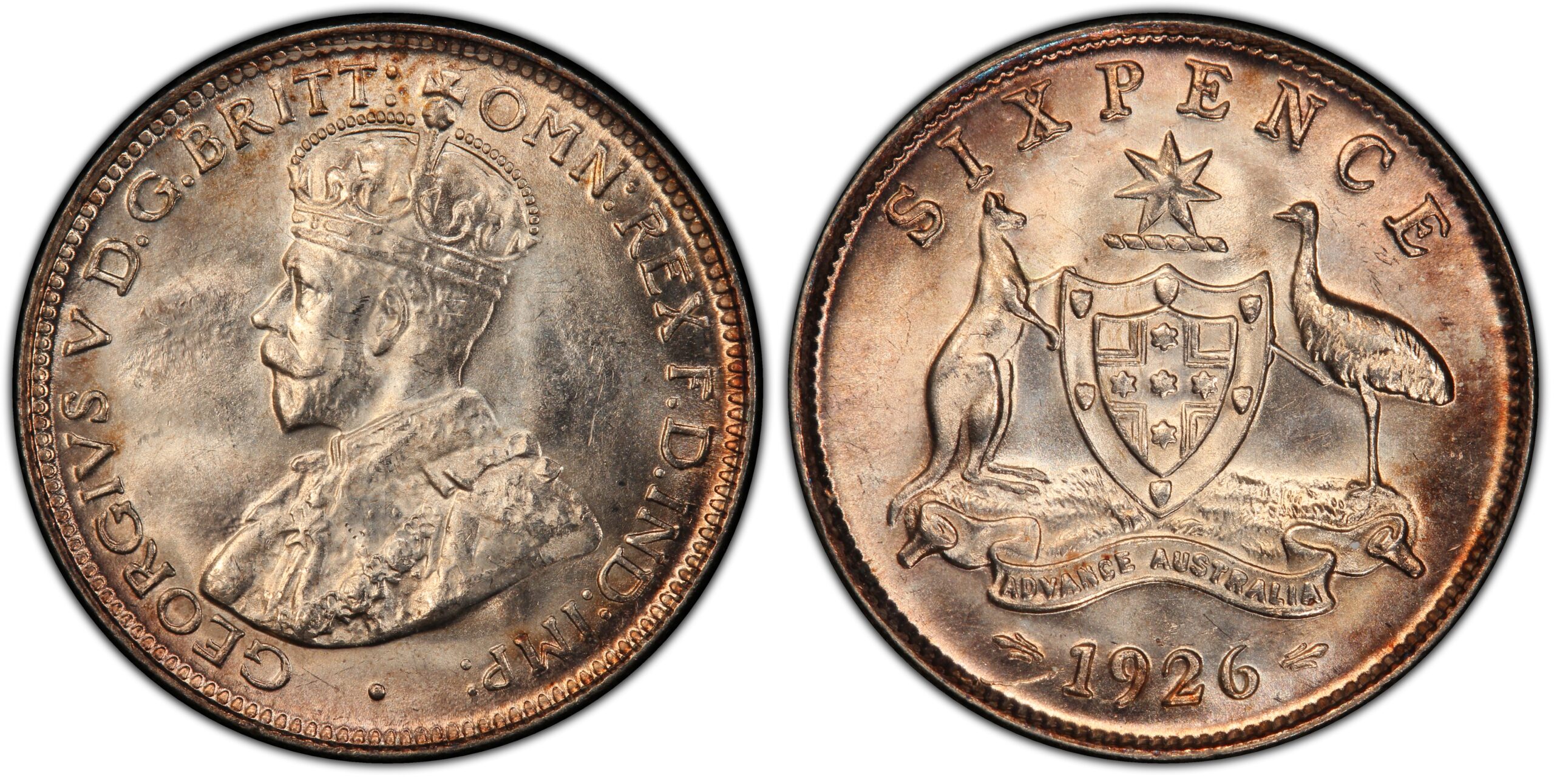 1926 - With Serif Australian Sixpence obverse and reverse
