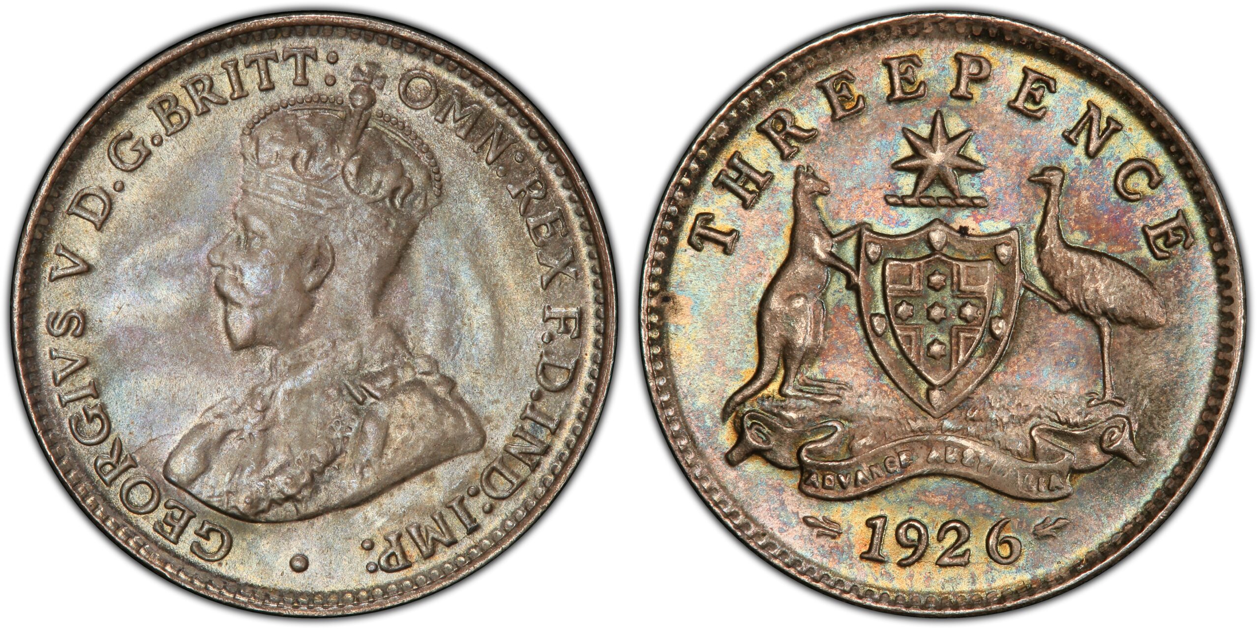 1926 Australian Threepence obverse and reverse