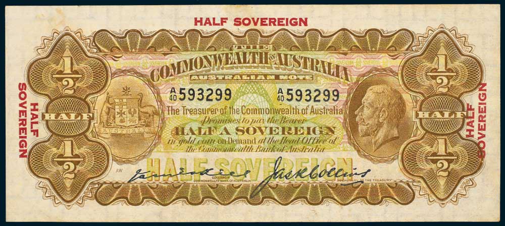 1926 Australian Ten Shillings Kell & Collins obverse