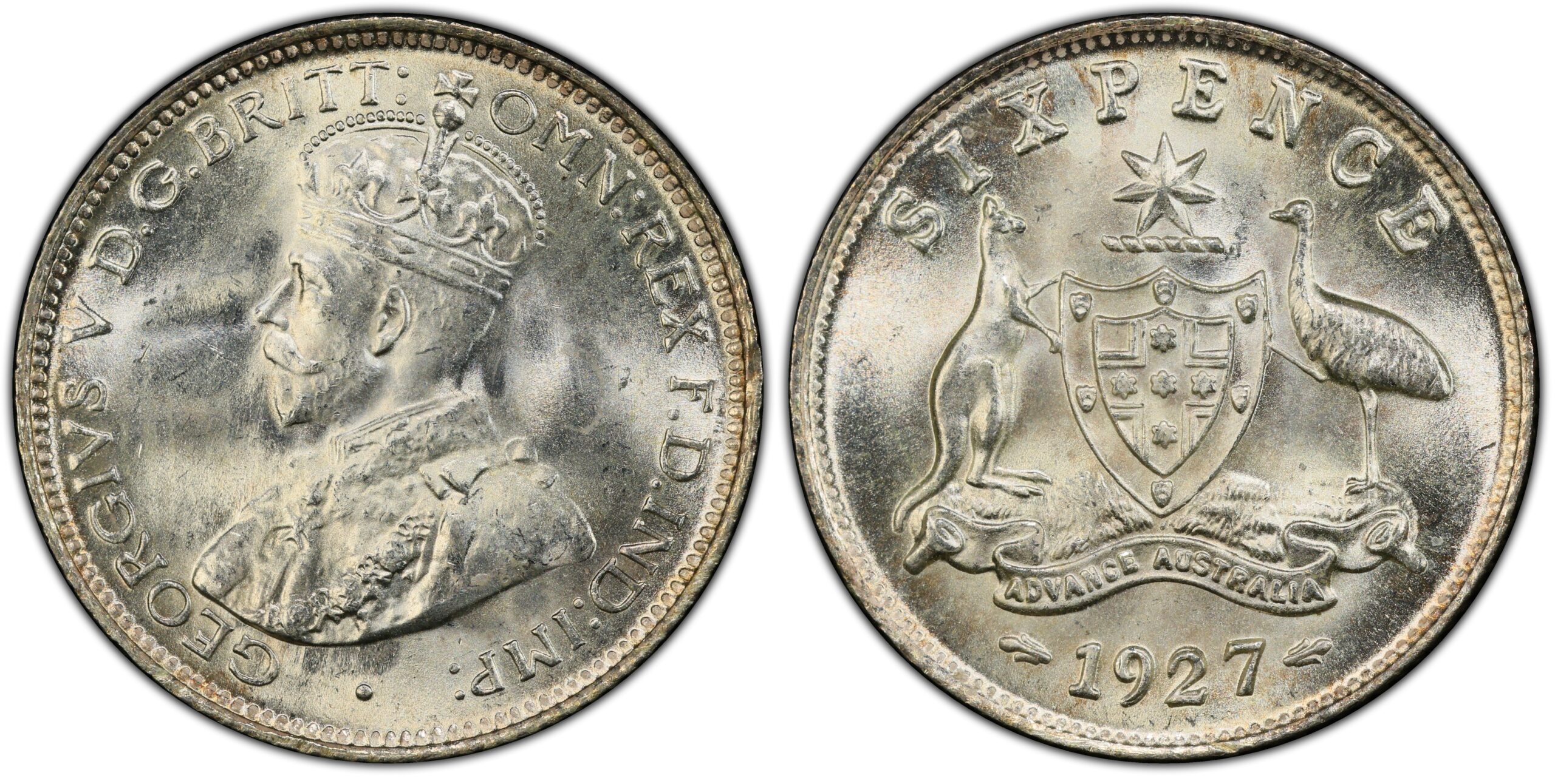 1927 Australian Sixpence obverse and reverse