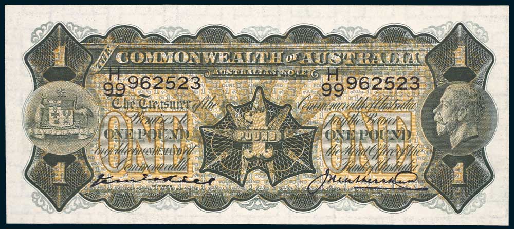 1927 Australian One Pound Kell & Heathershaw obverse