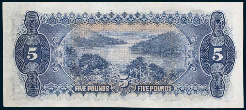 1927 Australian Five Pounds Riddle Heathershaw Commonwealth Bank reverse