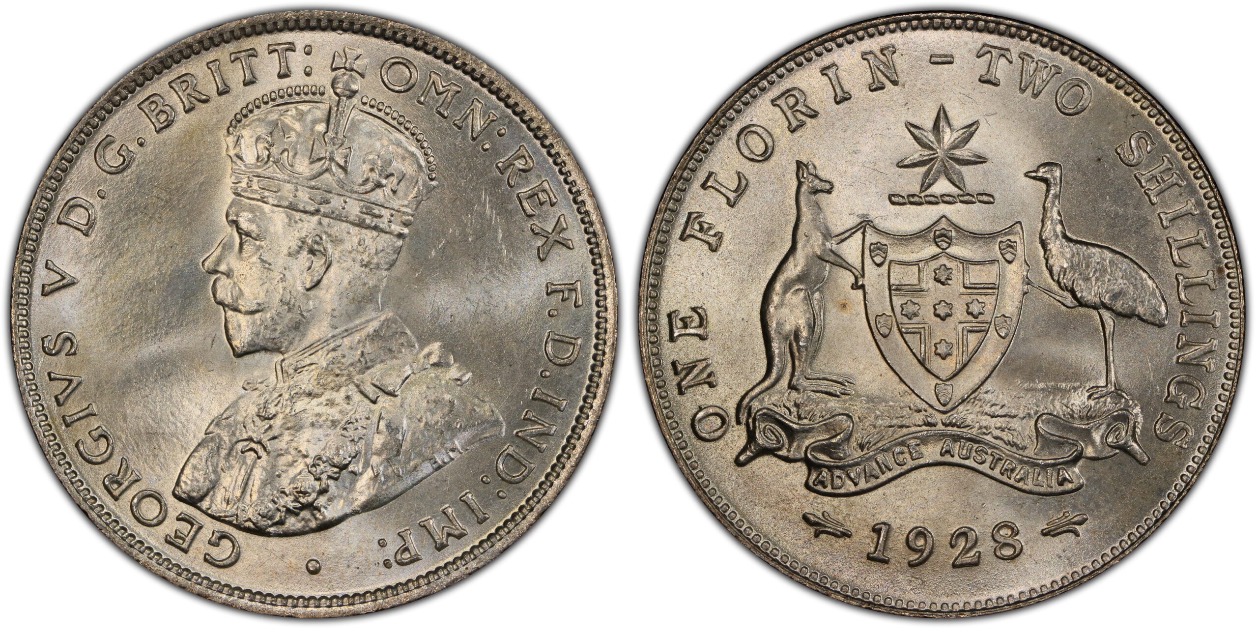 1928 Australian Florin obverse and reverse