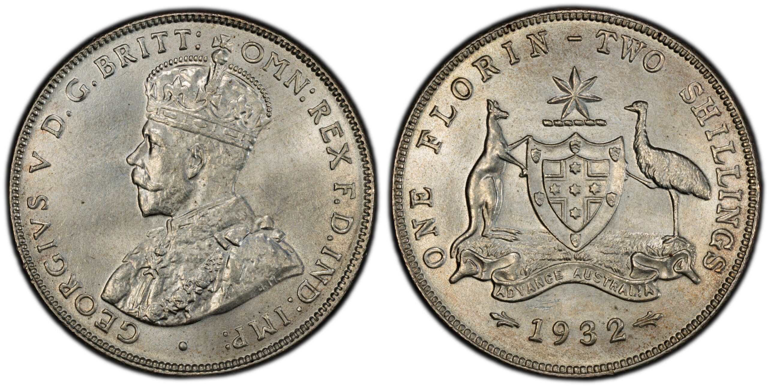 1932 Australian Florin obverse and reverse
