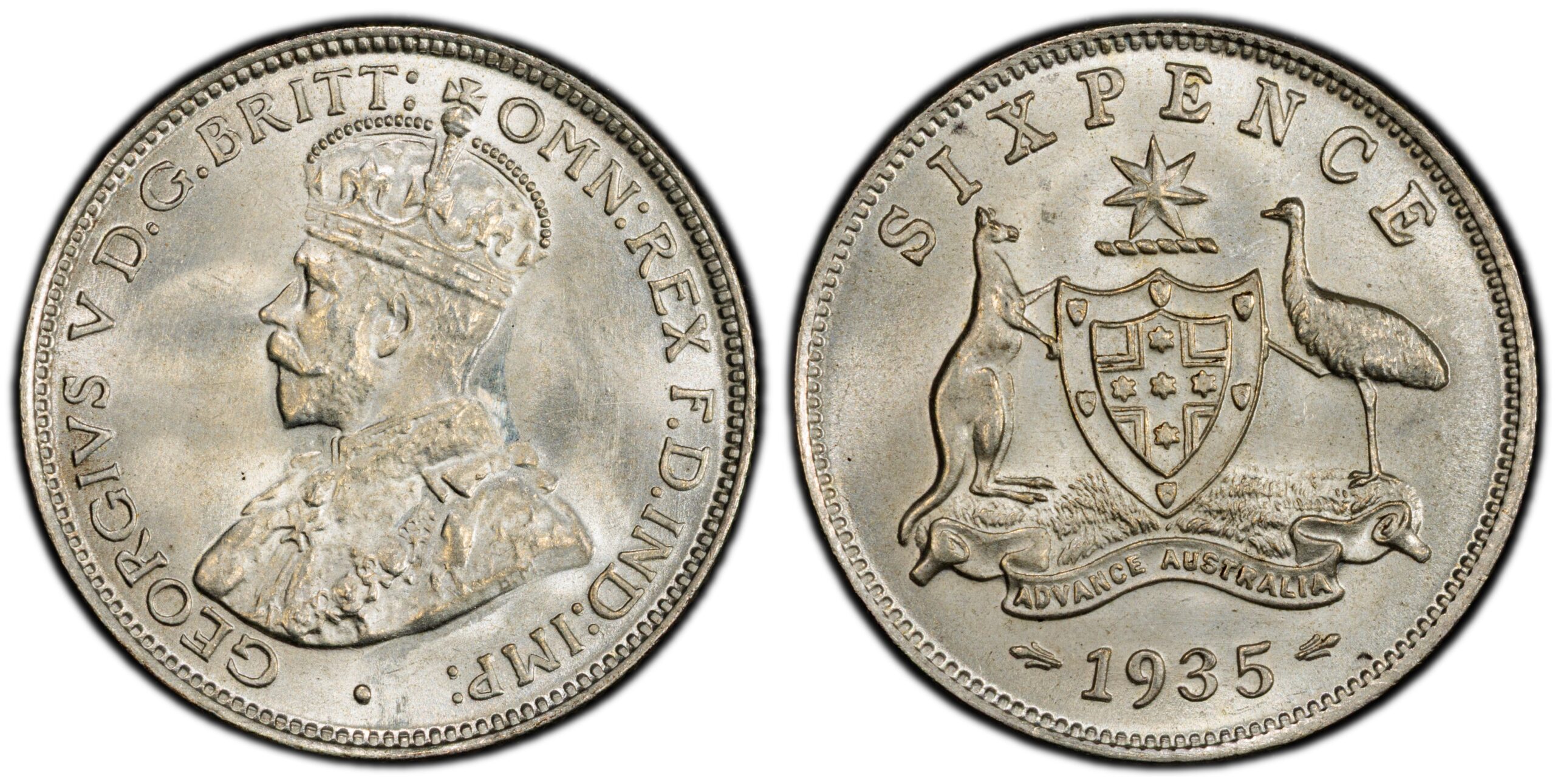 1935 Australian Sixpence obverse and reverse