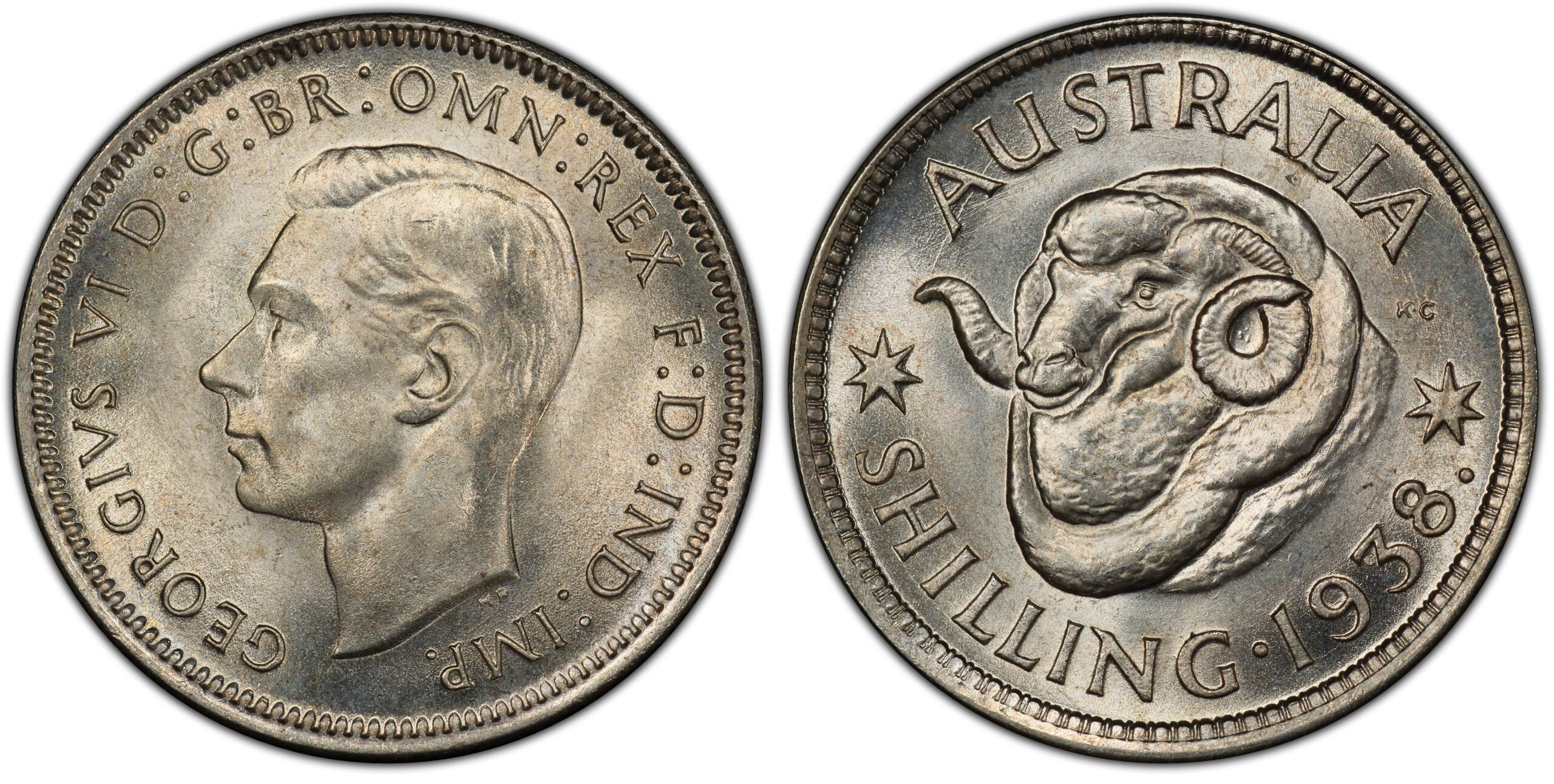1938 Australian Shilling obverse and reverse