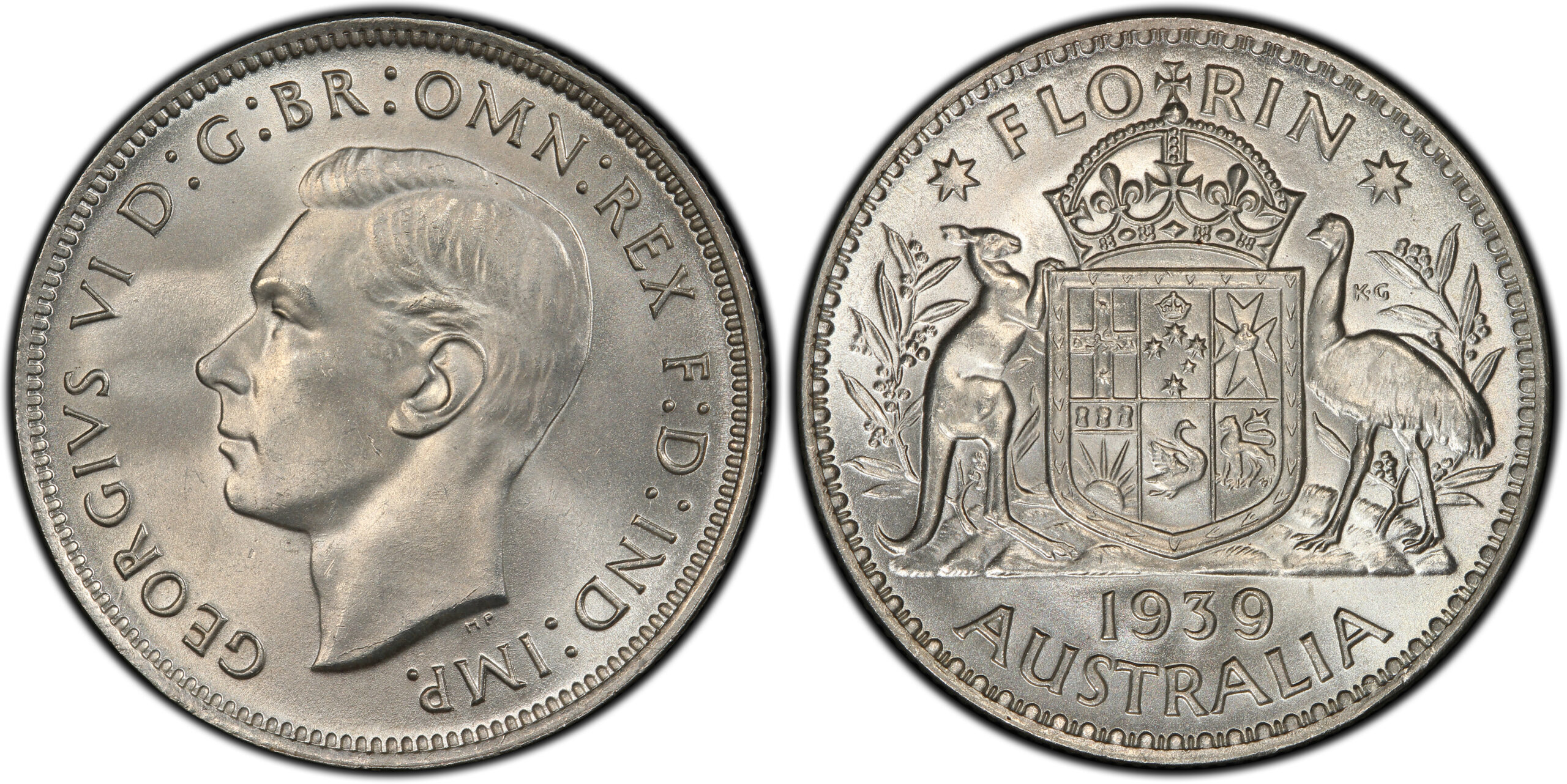 1939 Australian Florin obverse and reverse