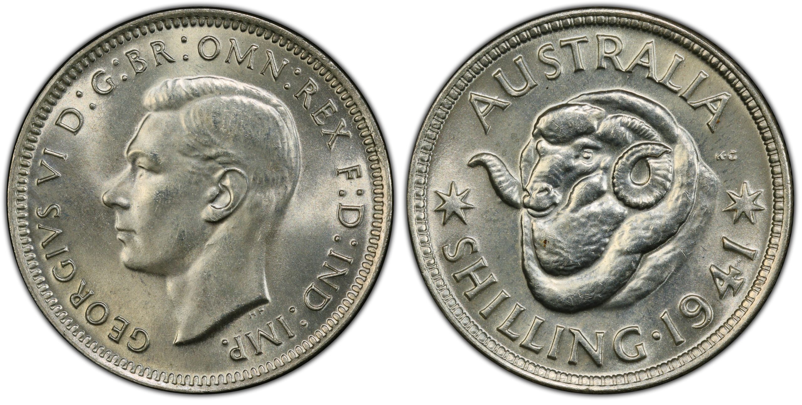 1941 Australian Shilling obverse and reverse