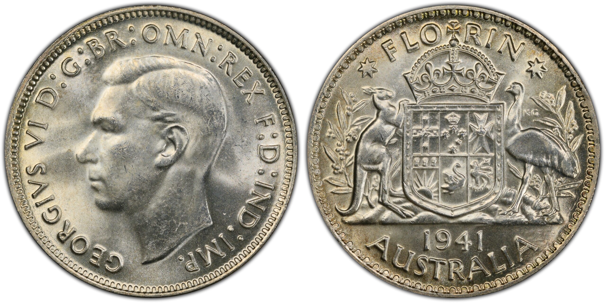 1941 Australian Florin obverse and reverse