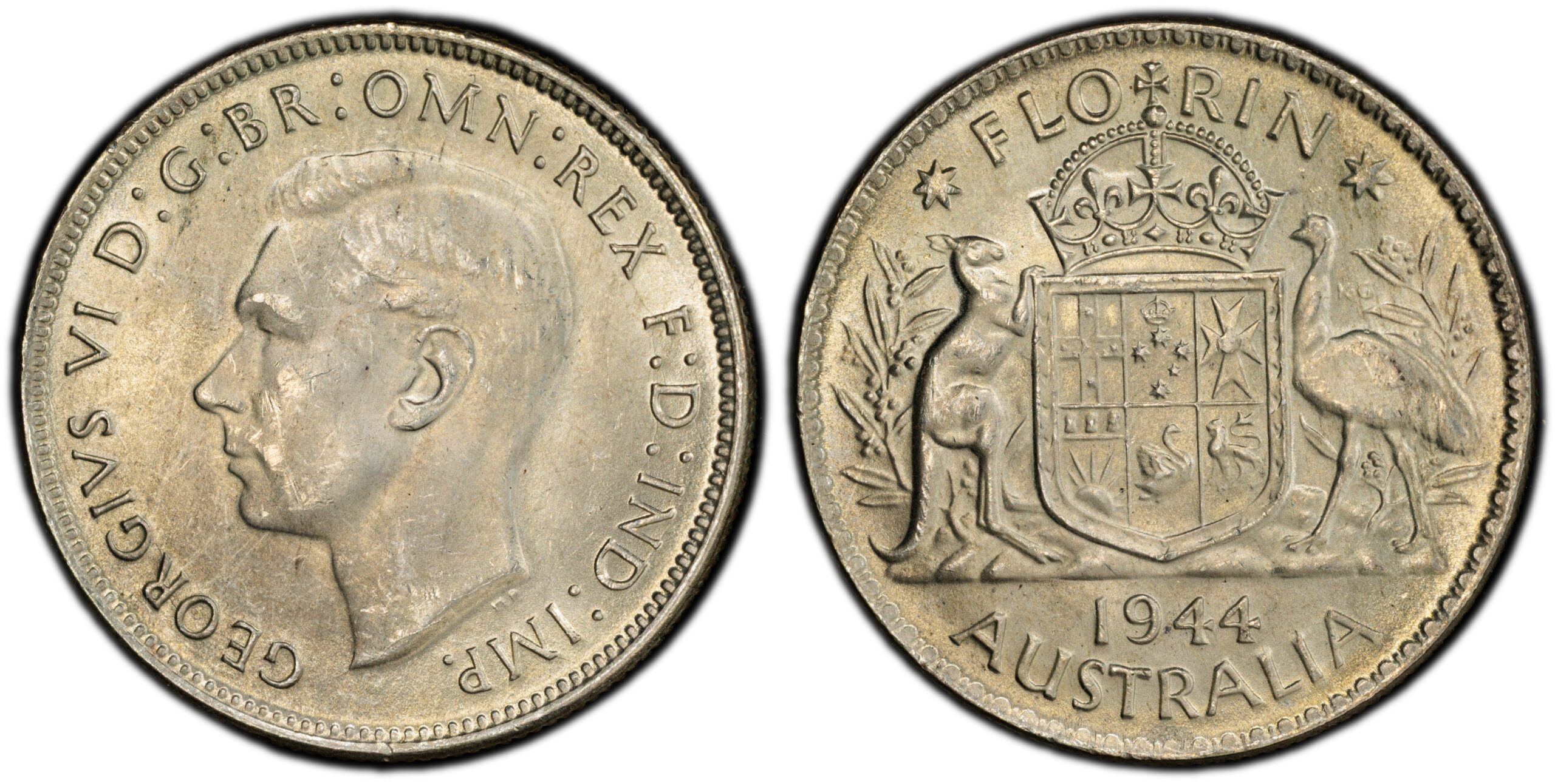 1944 M Australian Florin obverse and reverse