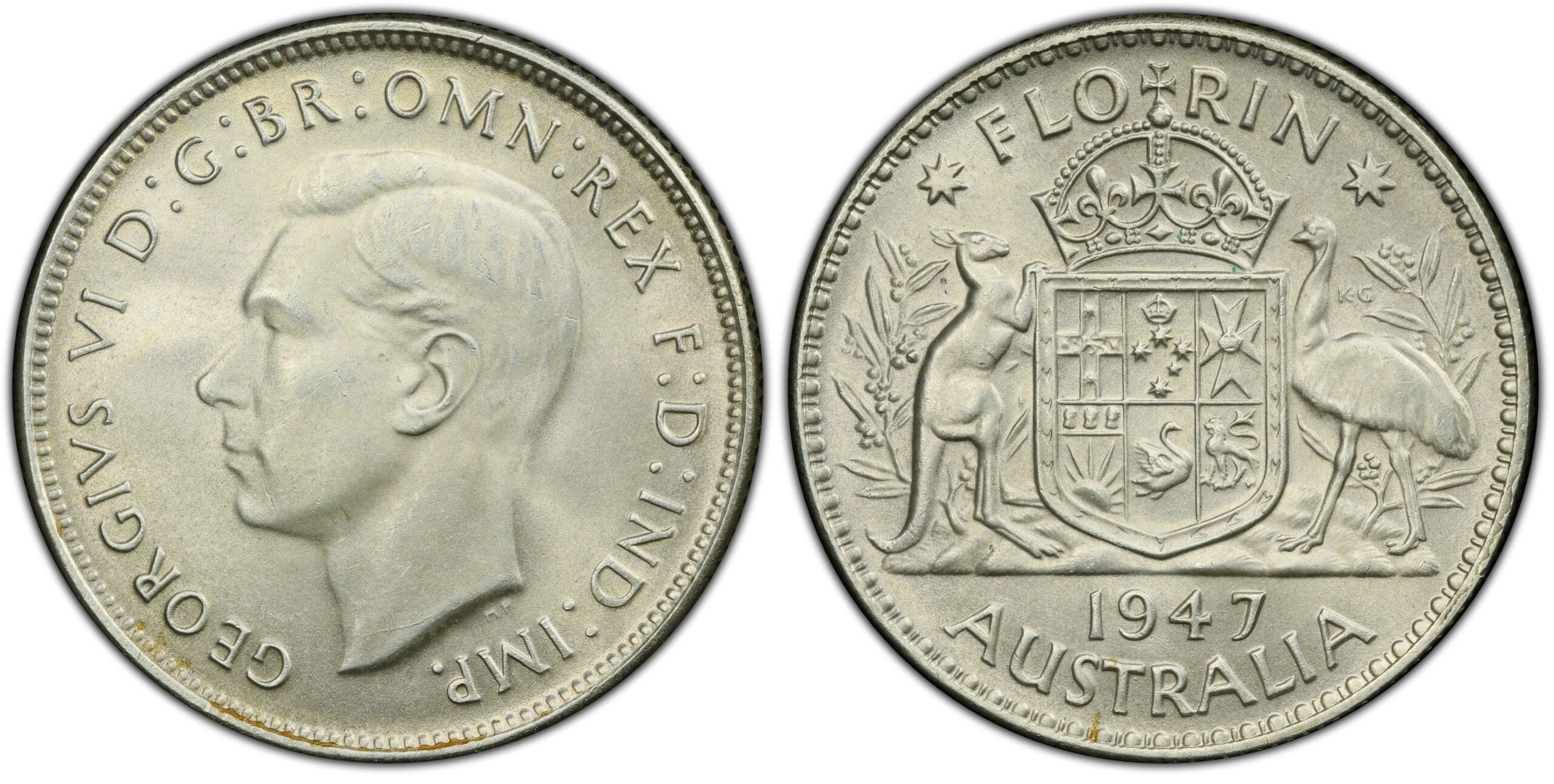 1947 Australian Florin obverse and reverse