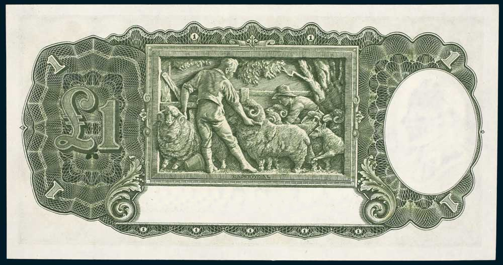 1952 Australian One Pound Coombs & Wilson star replacement note reverse