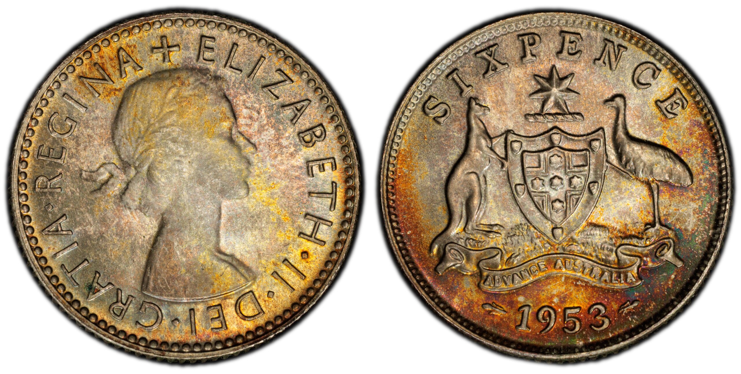 1953 Australian Sixpence obverse and reverse