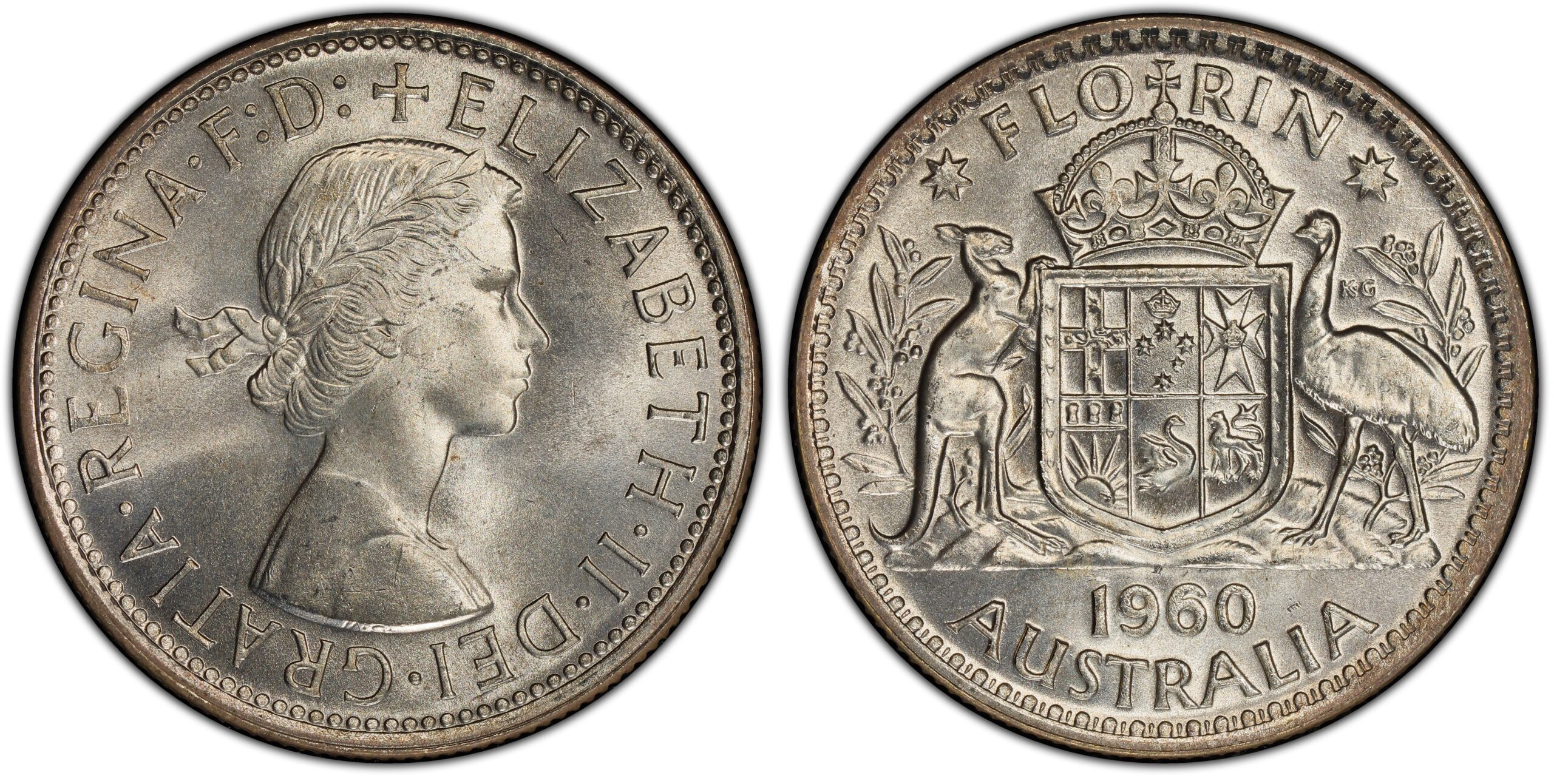 1960 Australian Florin obverse and reverse