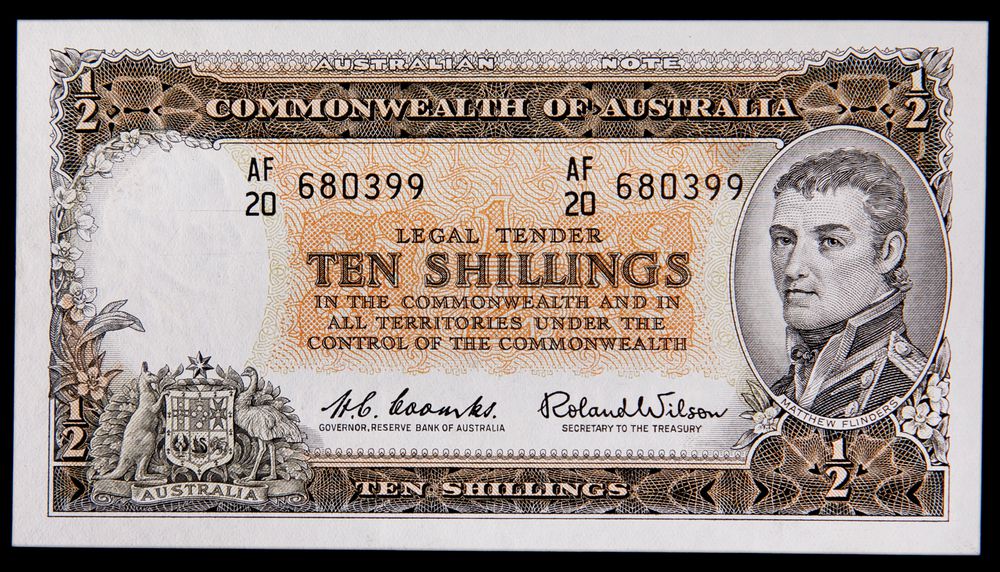 1961 Australian Ten Shillings Coombs Wilson obverse
