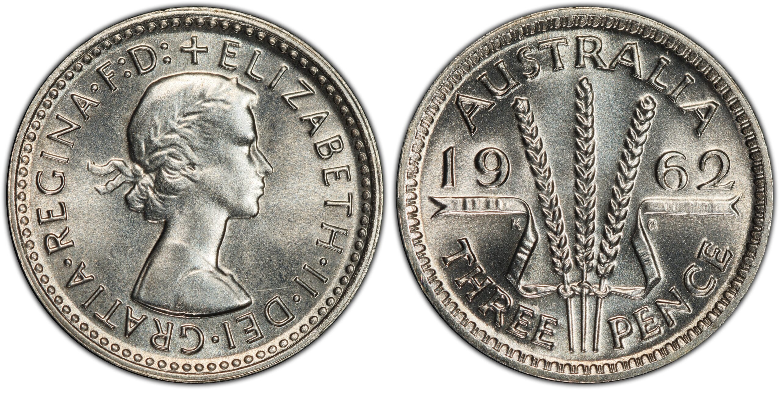 1962 Australian Threepence obverse and reverse