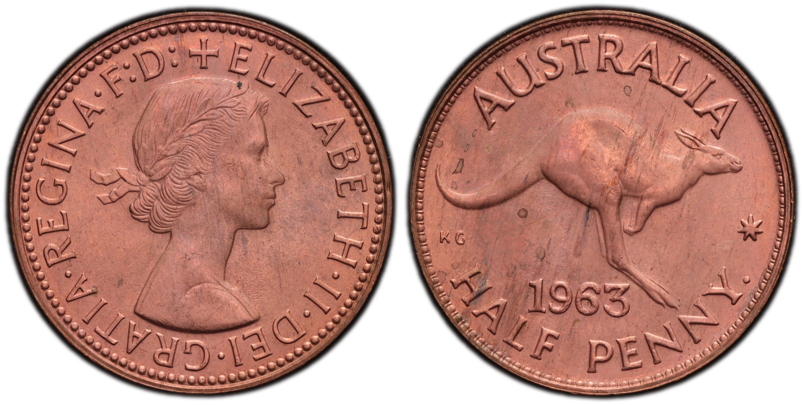 1963 Australian Halfpenny obverse and reverse