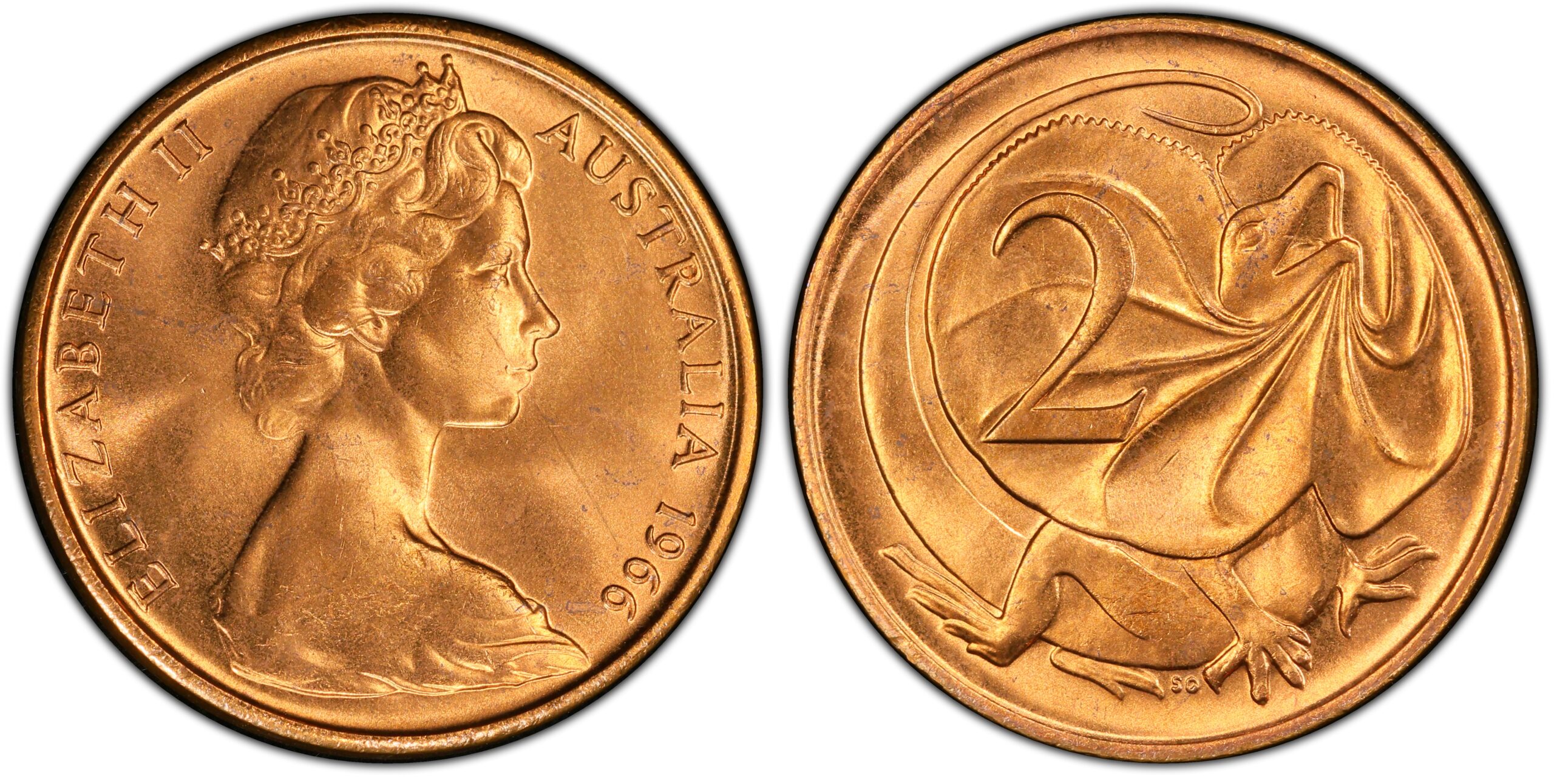 1966 2 Cent - All claws sharp obverse and reverse