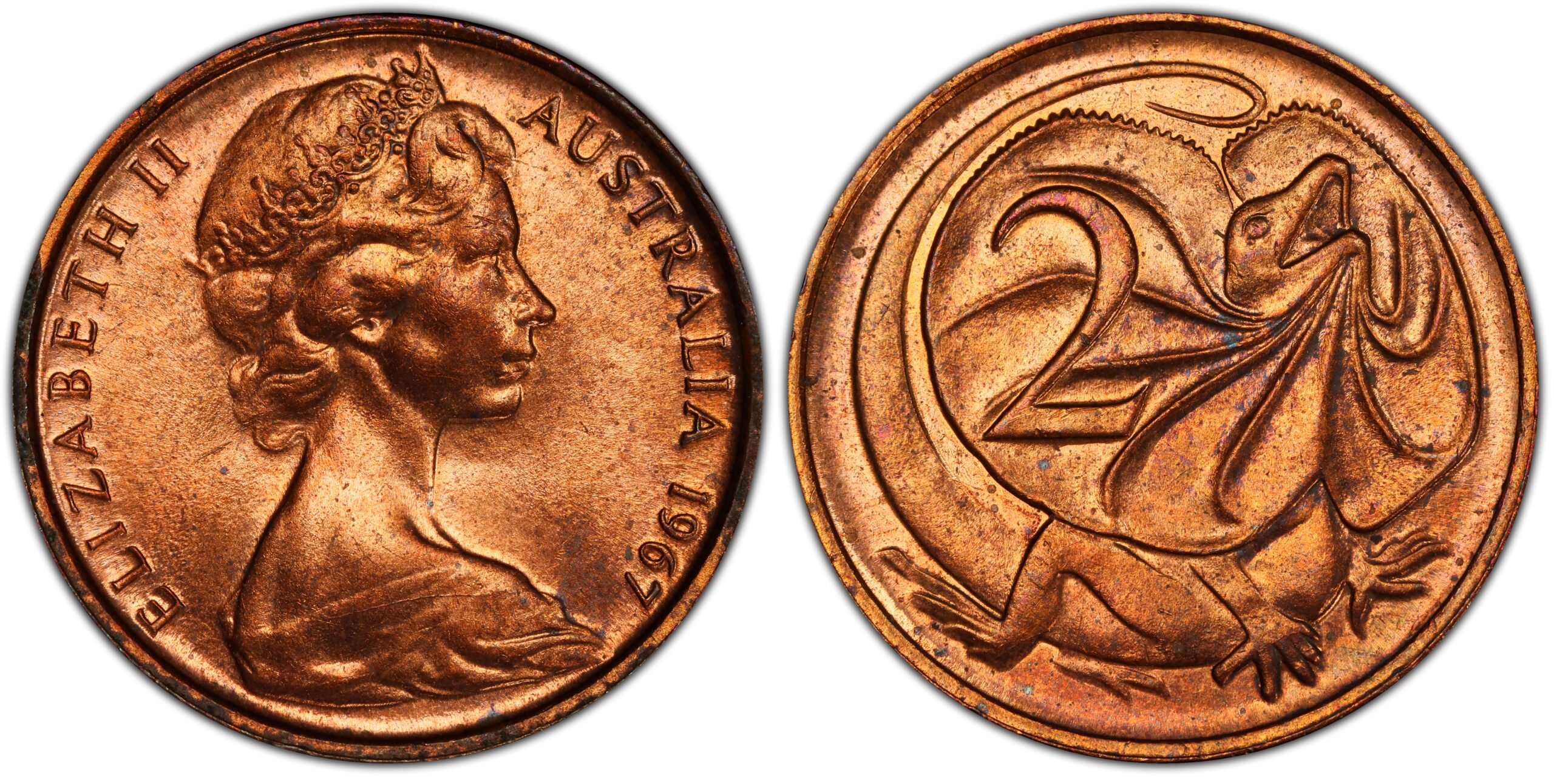 1967 2 Cent - Missing SD initials obverse and reverse
