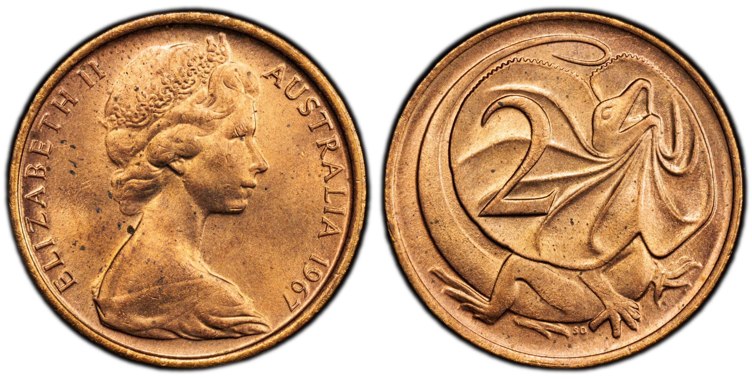 1967 2 Cent obverse and reverse