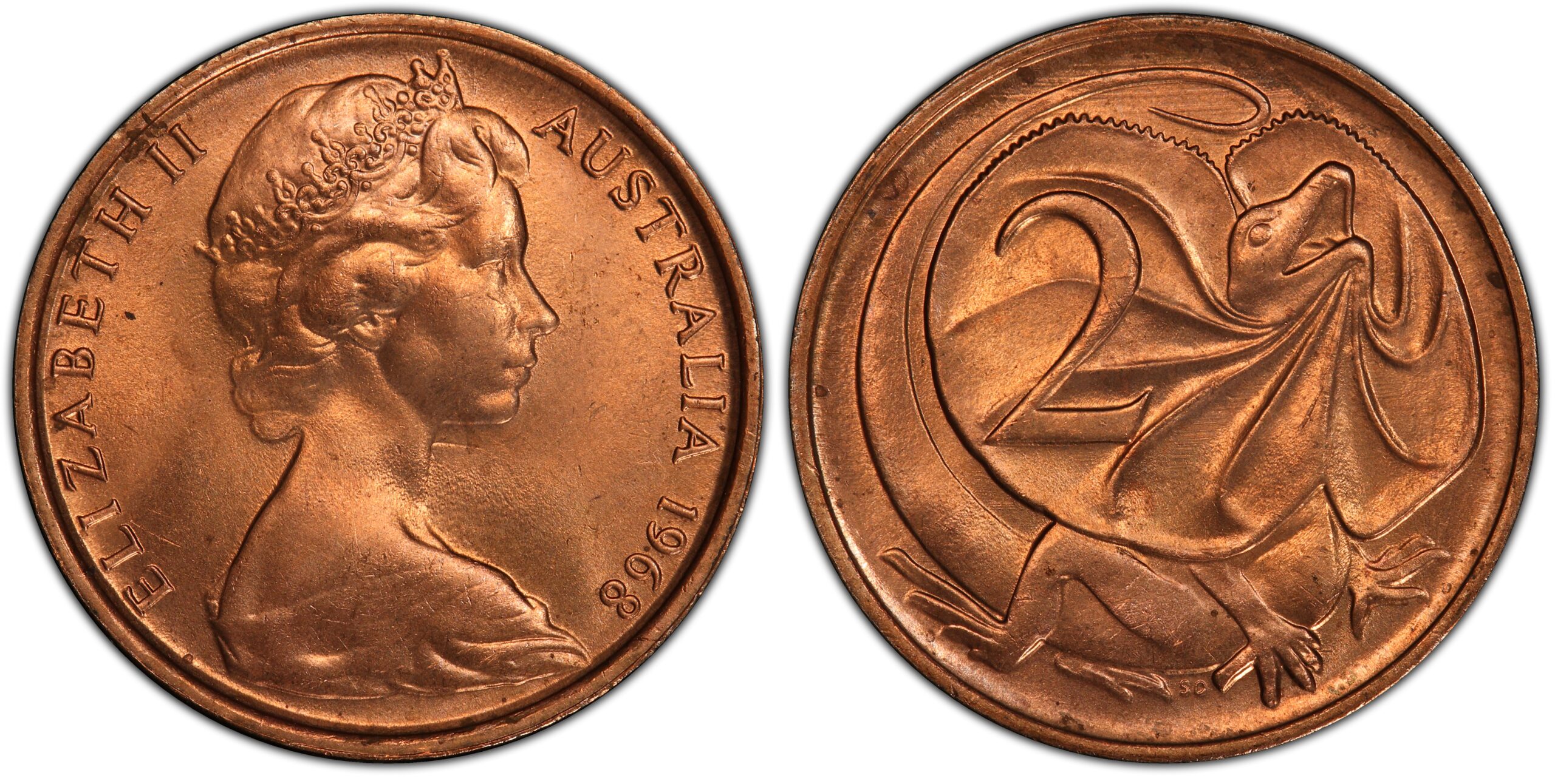 1968 2 Cent obverse and reverse