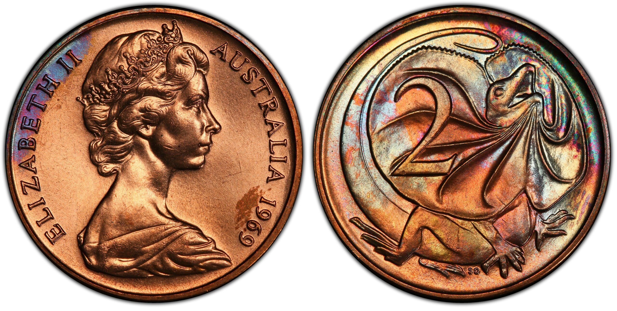1969 2 Cent obverse and reverse