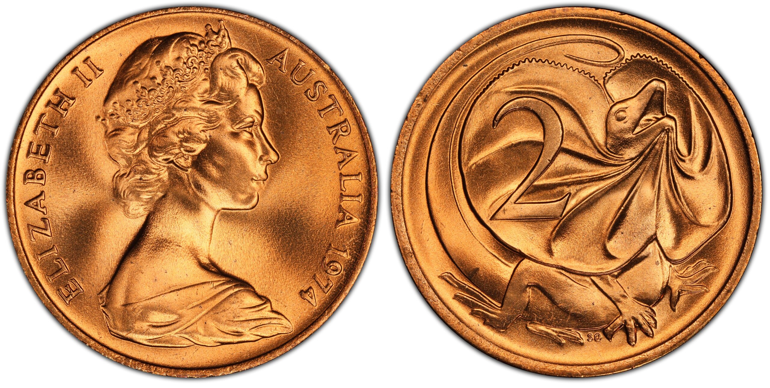 1974 2 Cent obverse and reverse