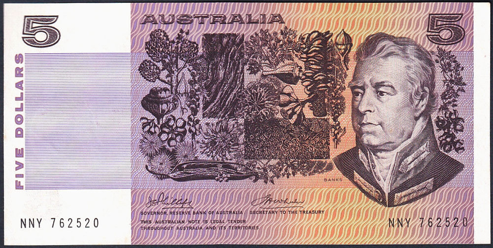 1974 Five Dollars - Phillips & Wheeler obverse