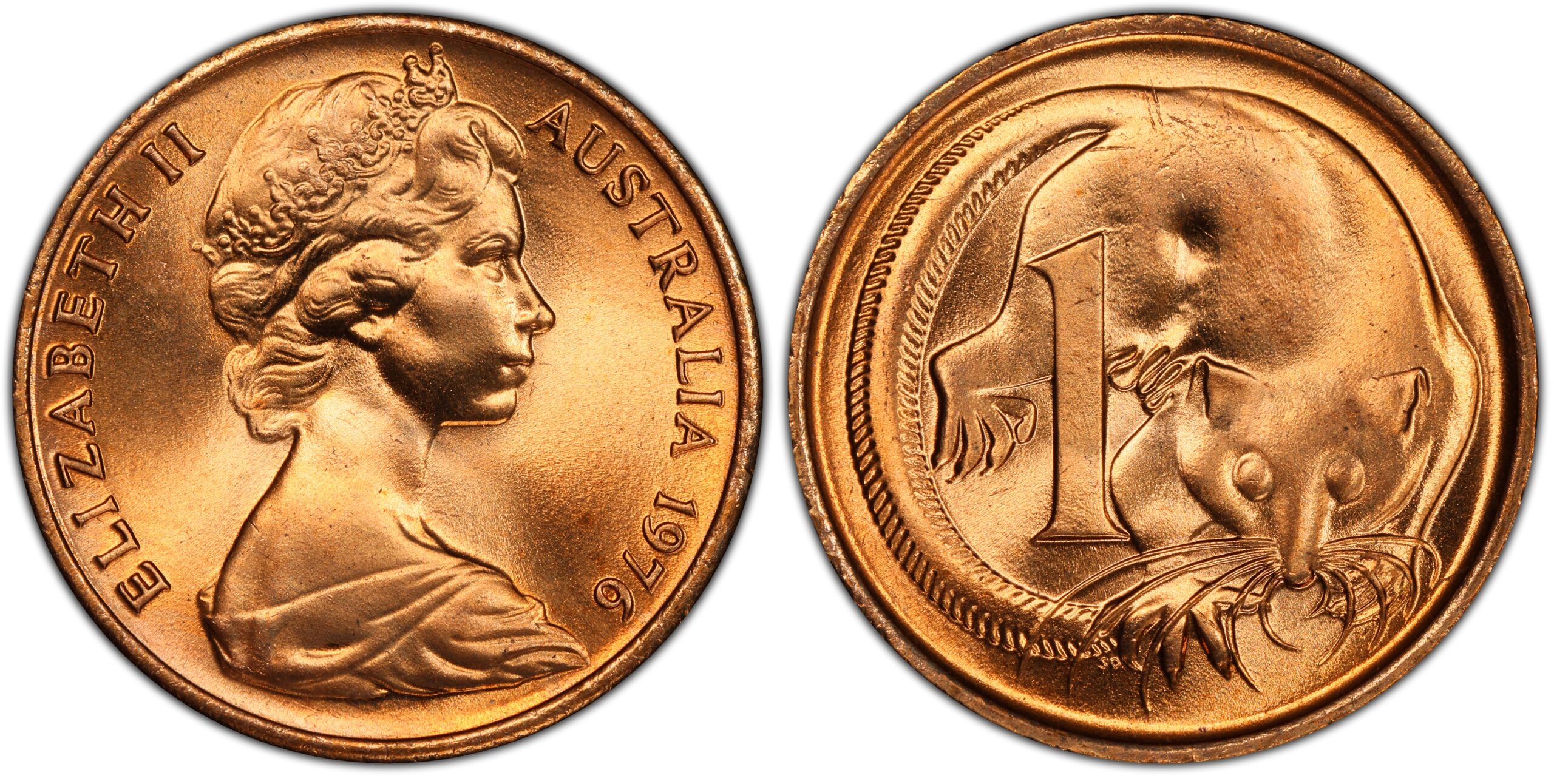 1976 1 Cent obverse and reverse